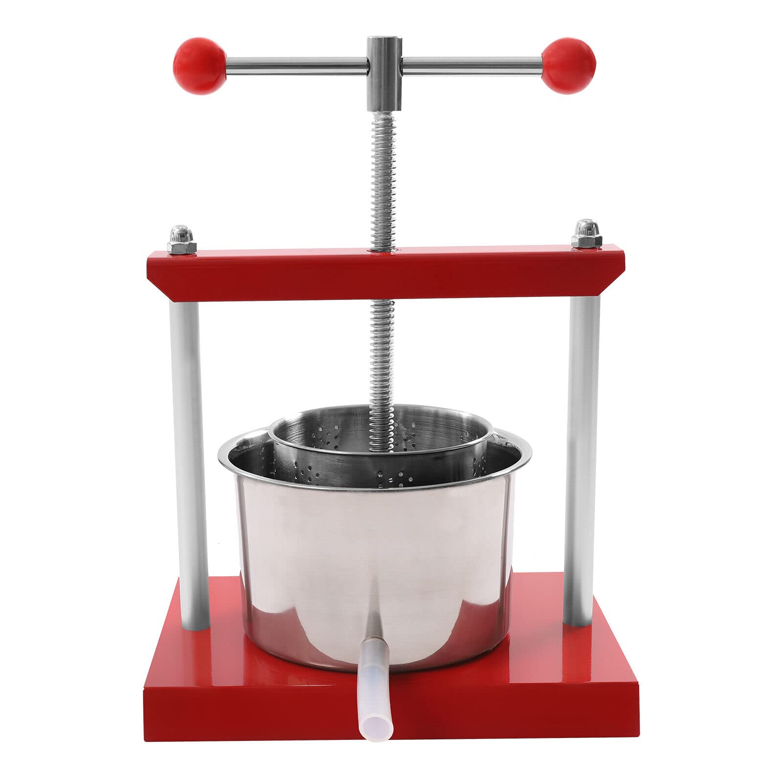 Stainless Steel Manual Fruit Press - 3L Cheese Tincture Herb Wine Press, Grape Crusher & Juice Maker with Ball Handle - Easy to Clean & Use for Home Brewing, Cider Making, and Fresh Juice Extraction