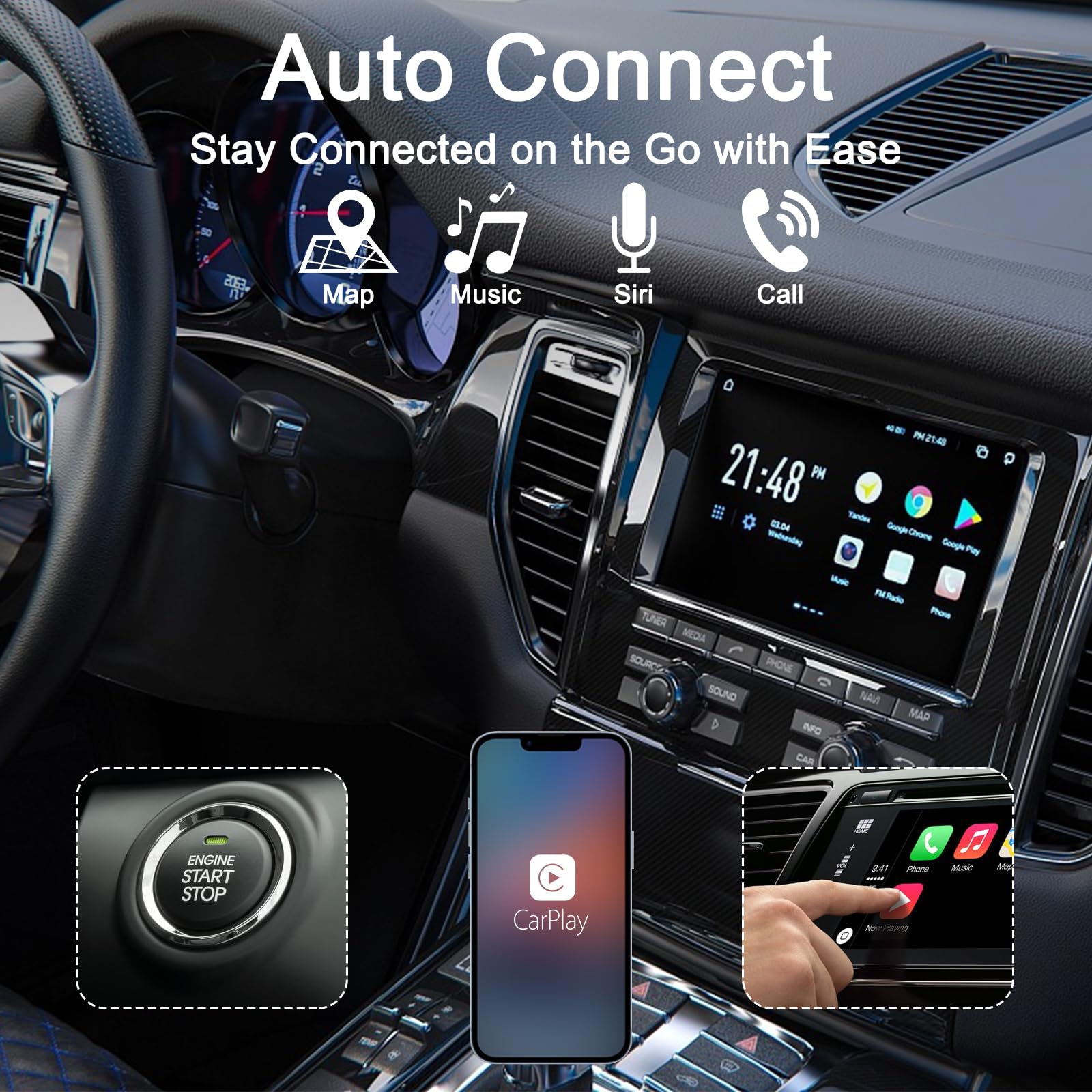 2024 Wireless CarPlay Adapter - Plug & Play Upgrade for Factory Wired CarPlay | Converts Wired to Wireless Fast & Easy | Compatible with 2015+ Cars & iPhone iOS 10+ | Perfect for Commuting, Road Trips & Hands-Free Driving