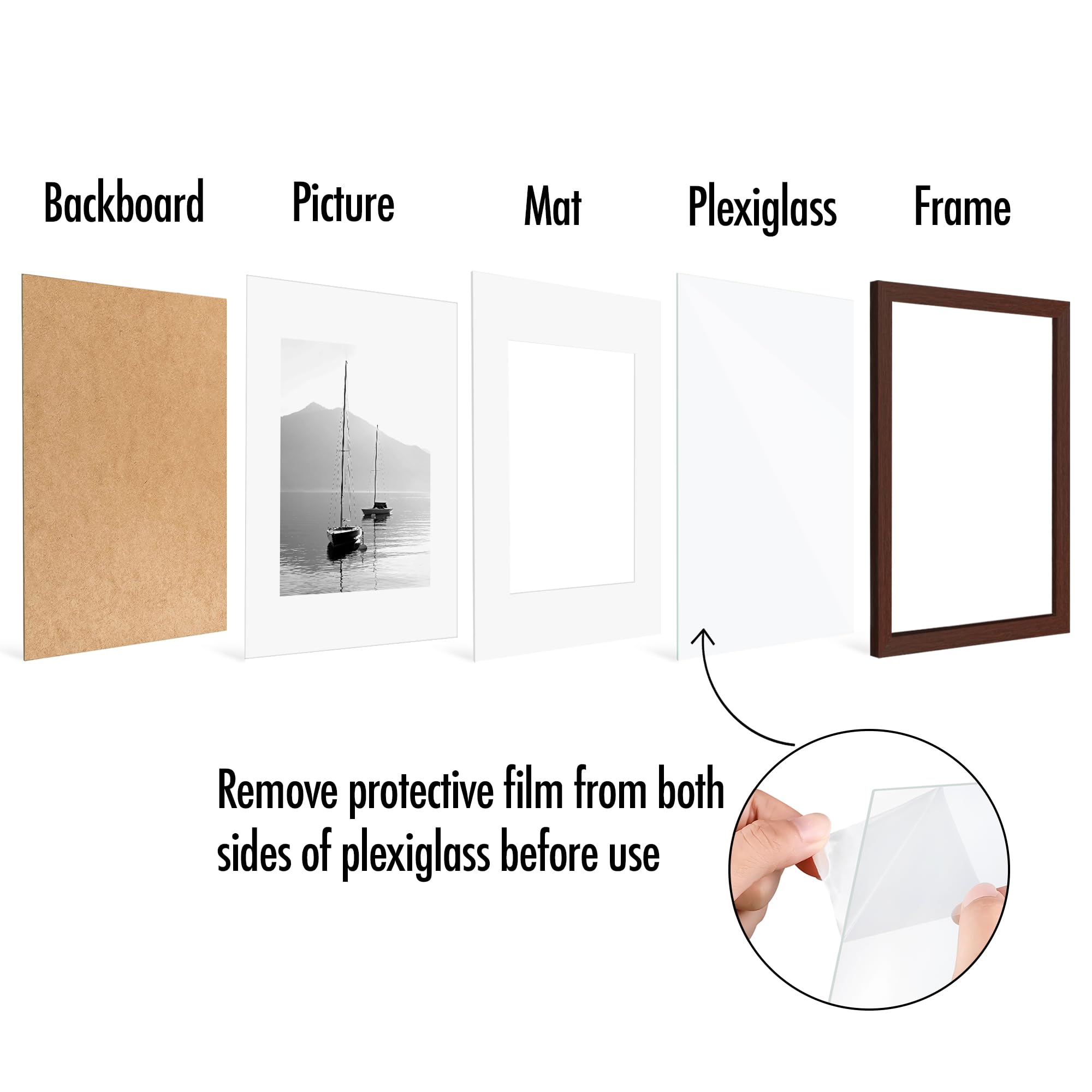 Americanflat 12x16 Picture Frame Set of 5 - Polished Plexiglass Gallery Wall Frames - Mahogany Galleria Collection - Perfect for 8.5x11 Photos with Mat or 12x16 Without Mat - Ideal for Home Decor, Office Display & Gift Giving