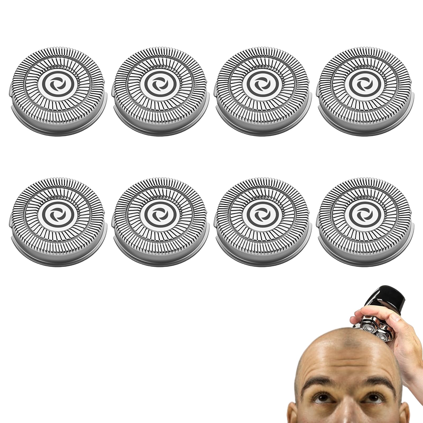 8 Pack Replacement Shaver Heads Blades Compatible with Skull Shaver Pitbull Gold PRO - 4 Head Replacement Blades for Smooth Shaving - Perfect for Men's Grooming, Travel & Daily Use