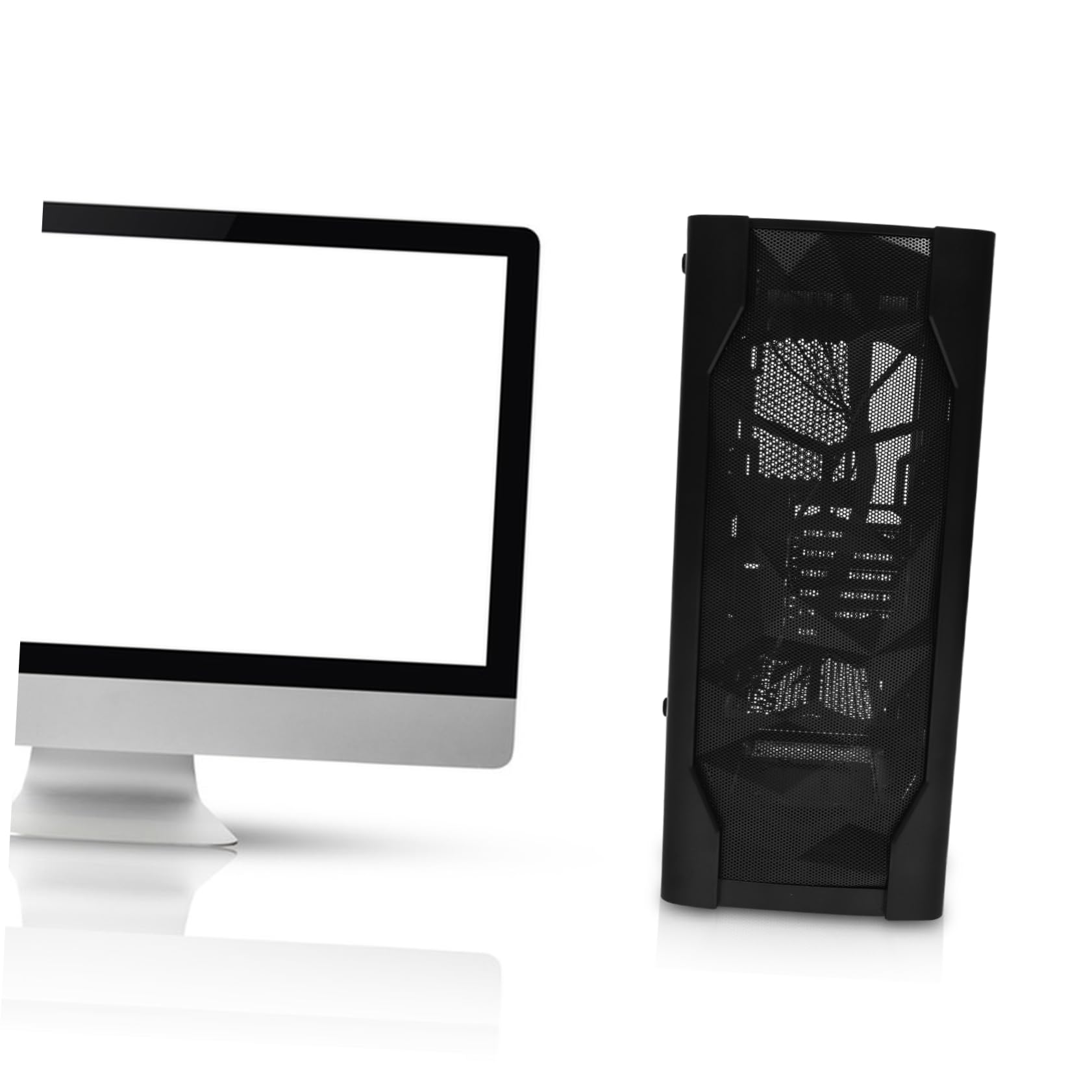 Mikikit ATX Mid Tower PC Case - Tempered Glass Side Panel, High Airflow, Cold Rolled Steel, Gaming Computer Case for Home & Office Use | Perfect for Gaming Rigs & Workstation Builds
