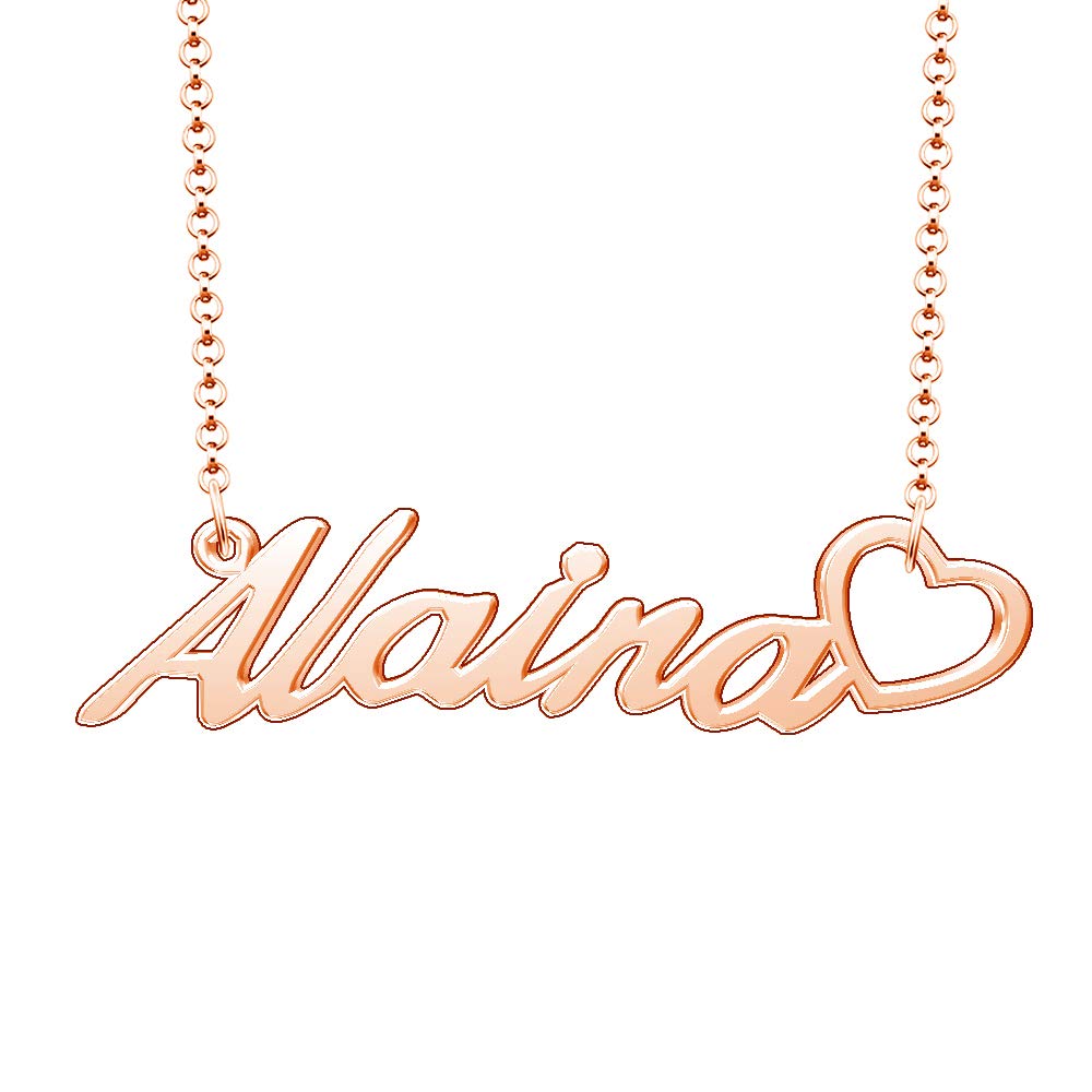 Personalized Rose Gold Plated Heart Pendant Necklace - Custom Name Jewelry for Women, Gift for Her, Valentine's Day, Anniversary & Special Occasions