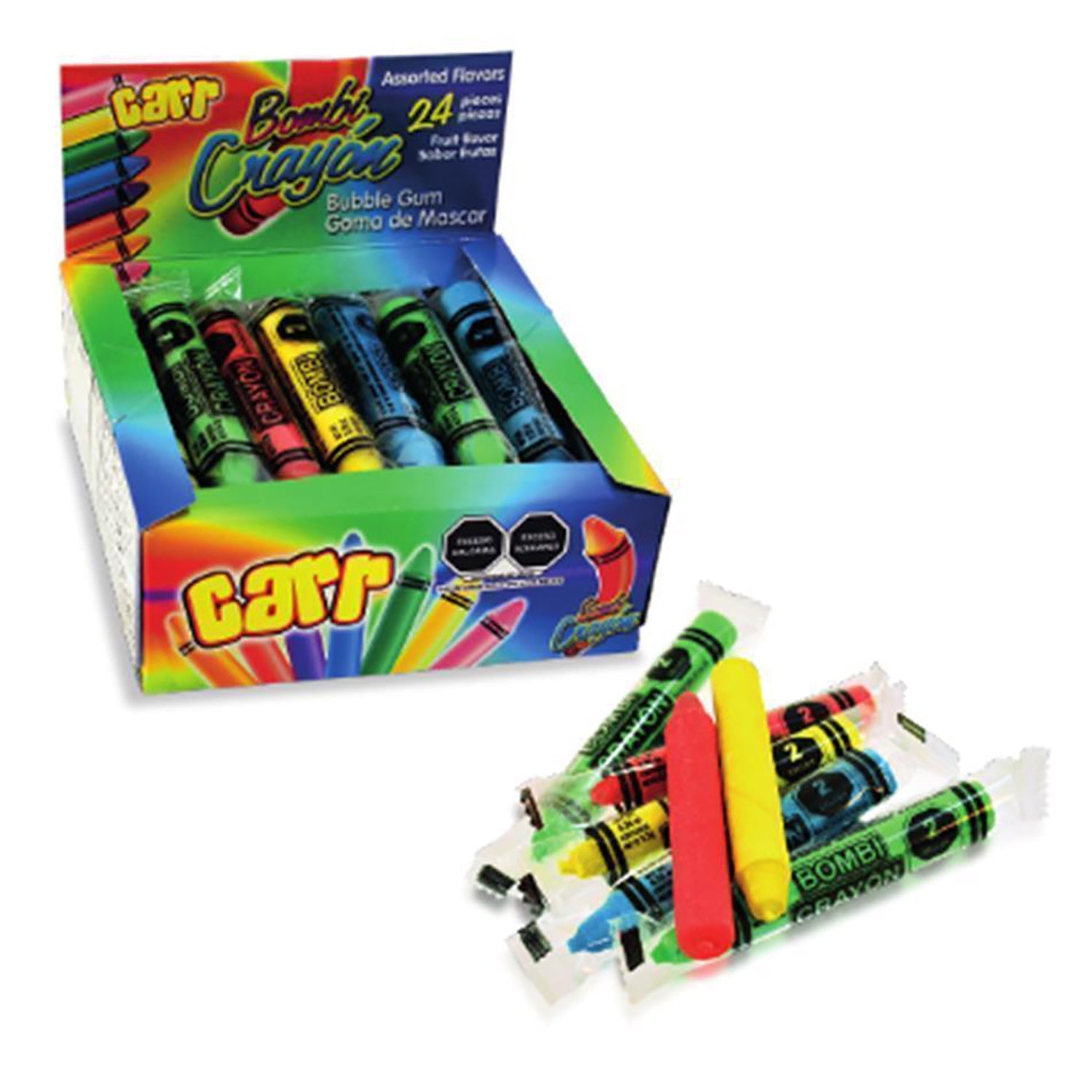 Carrizo Bombi Crayons 24 Count Box - Non-Toxic Art Supplies for Kids, Classroom & Home Coloring Activities