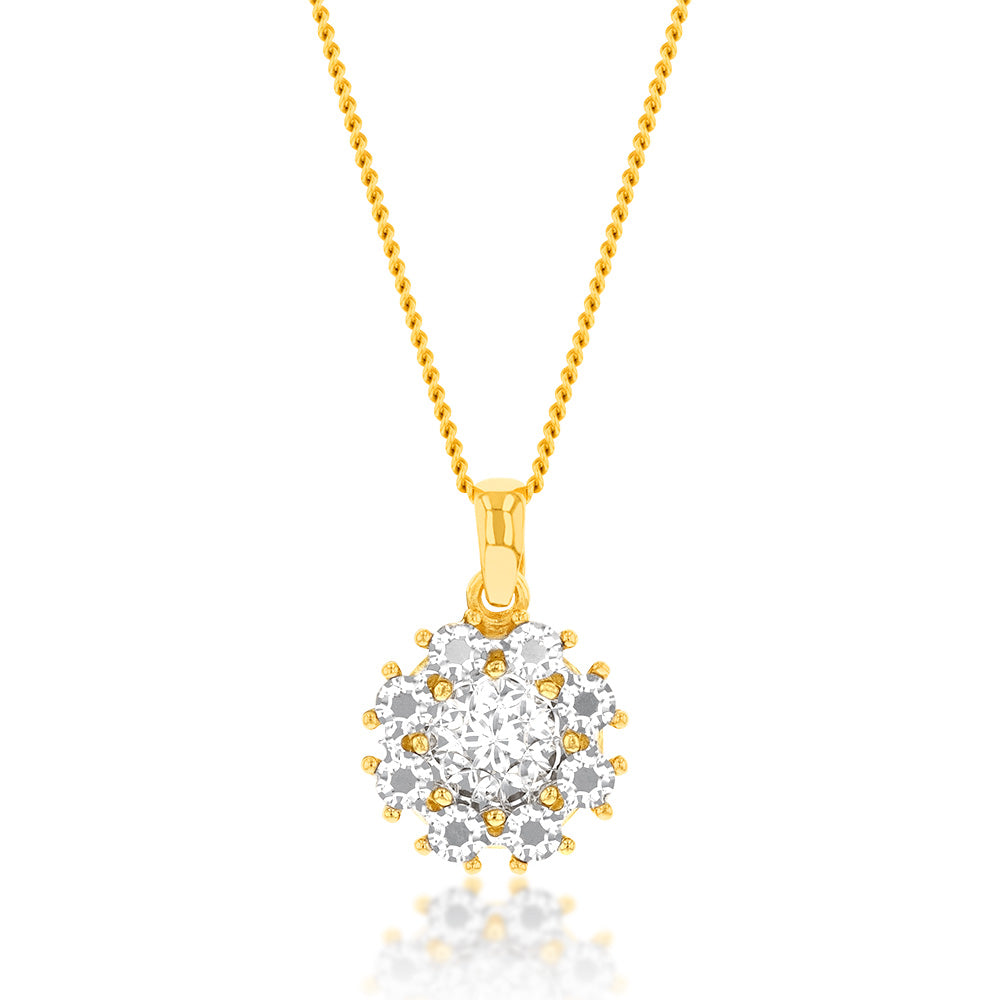 9ct Yellow and White Gold Two-Tone Round Pendant Necklace - Elegant Jewelry Gift for Women, Perfect for Weddings, Anniversaries & Special Occasions