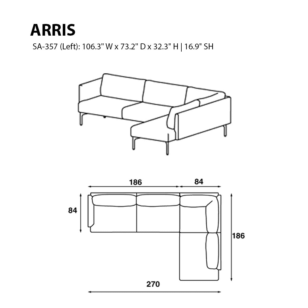 Modern Arris L-Shaped Sofa with Slender Arms - 106.3