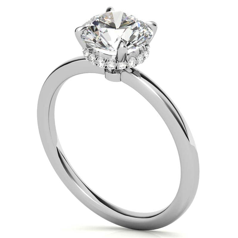 Solid Gold Moissanite Engagement Ring - 925 Silver, 10K/14K/18K Gold Options - 2 Carat Round Cut Solitaire with Hidden Halo - Handmade Wedding Band for Women - Anniversary & Proposal Gift - Perfect for Bridal Jewelry, Valentine's Day & Special Occasions