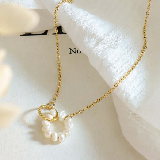 18K Gold Freshwater Pearl Link Chain Necklace for Women - Elegant Layered Jewelry Gift for Wedding, Anniversary & Special Occasions
