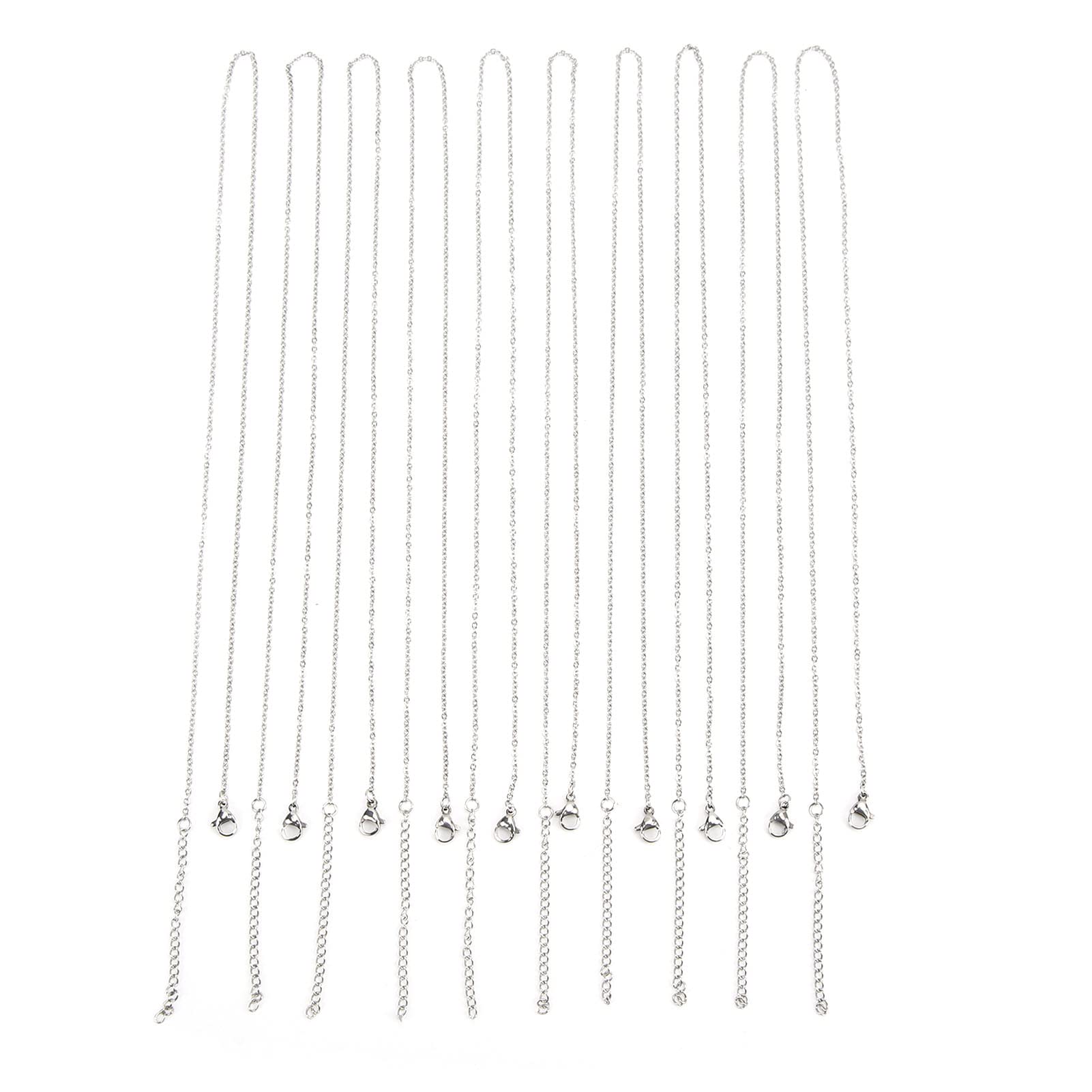 10Pcs Stainless Steel Clavicle Necklace Chains - Flat O-Cross Pendant Necklaces for Women, Layered Jewelry Gift for Daily Wear & Special Occasions