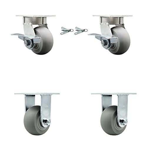 2 Swivel w/2 Brakes & 2 Swivel Locks - 2 Rigid