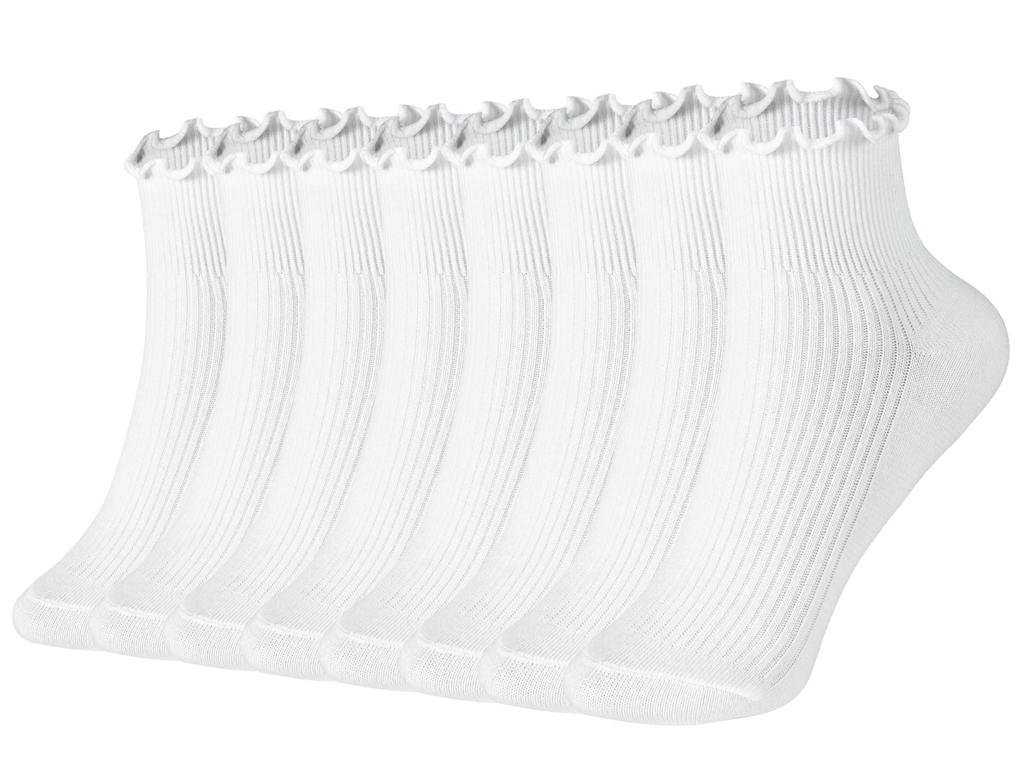 6 Pairs Women's White Ankle Ruffle Socks - Super Soft Breathable Cotton Cute Socks for Women & Girls | Perfect for Casual Wear, School, Gifts & Everyday Comfort