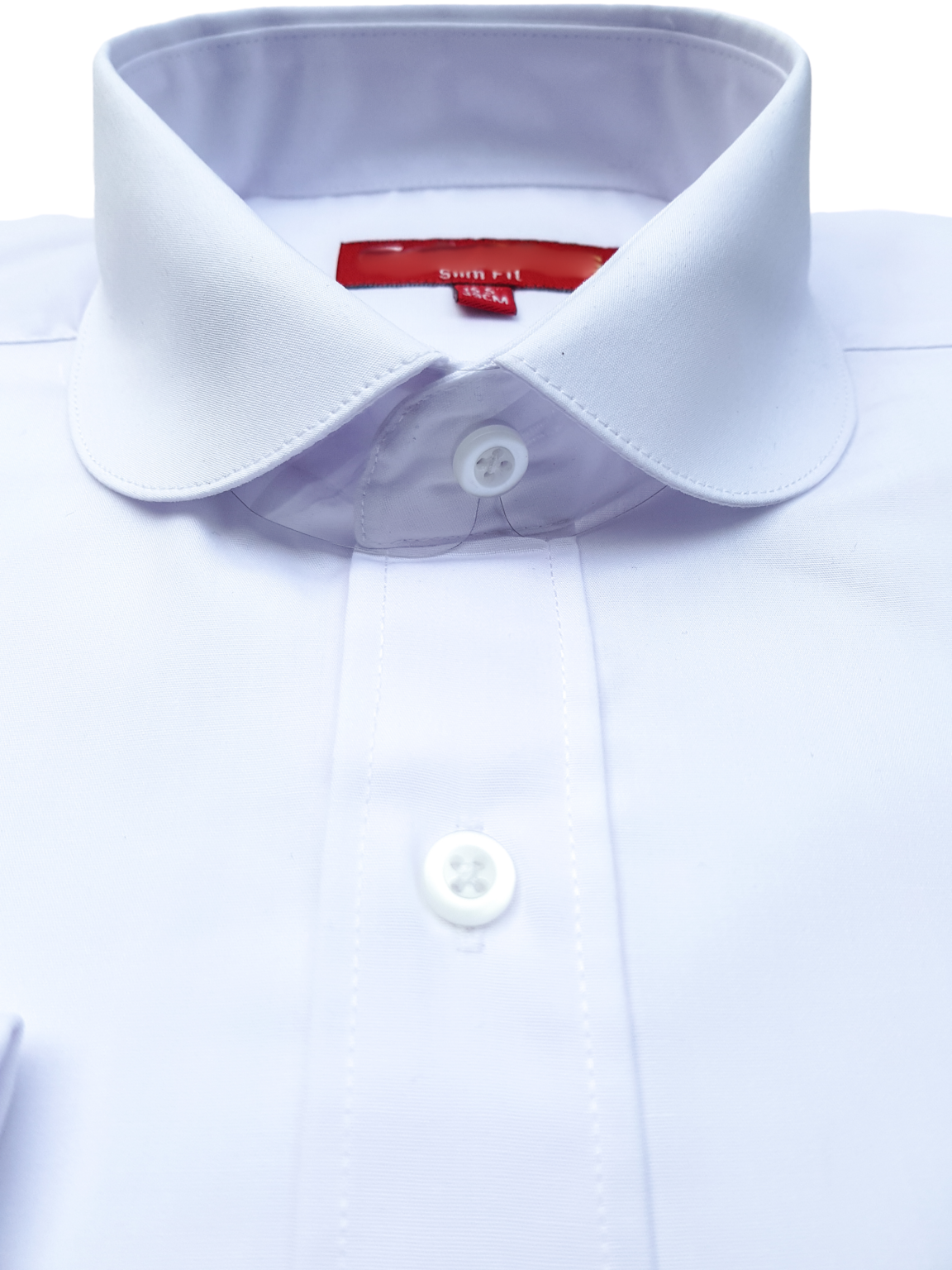 Colin Ross Men's White Penny Round Collar Double Cuff Dress Shirt - Formal Office Wear & Business Casual Attire