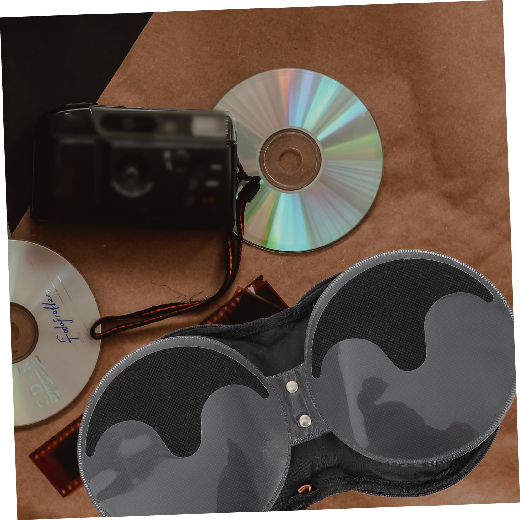 Premium Leather Embroidered CD Storage Bag - Organize Your Music Collection at Home & in Car - Perfect for Travel, Office & Gift Giving