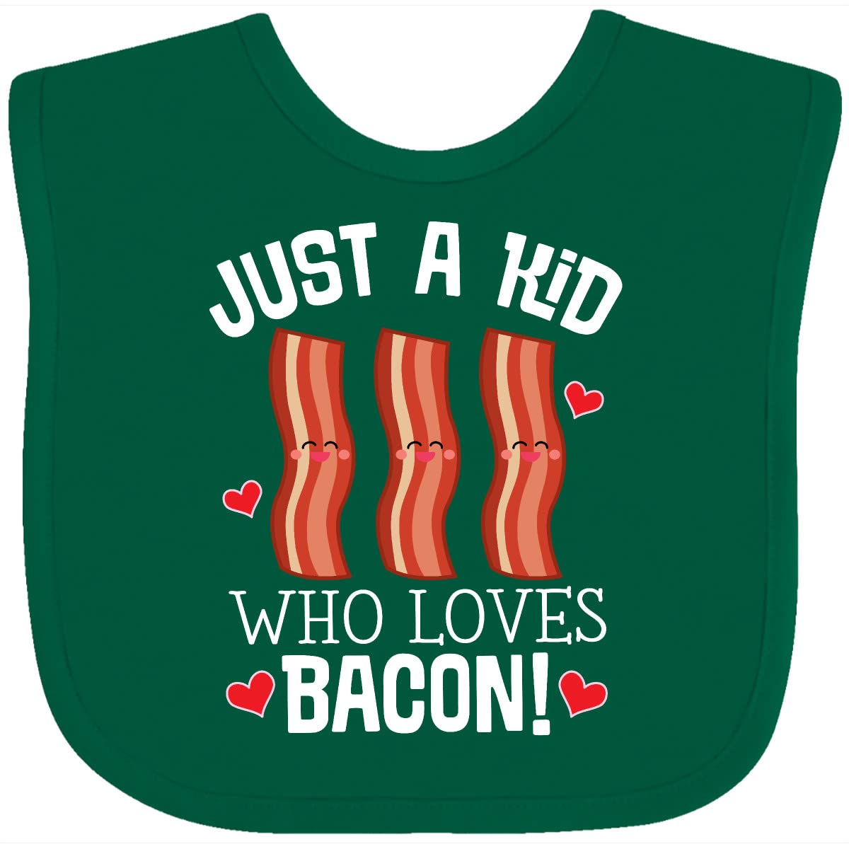 Inktastic Just a Kid Who Loves Bacon Baby Bib - Soft Cotton Drool Bib for Infants & Toddlers - Funny Food Lover Gift for Newborns, Baby Showers & Parenting Essentials