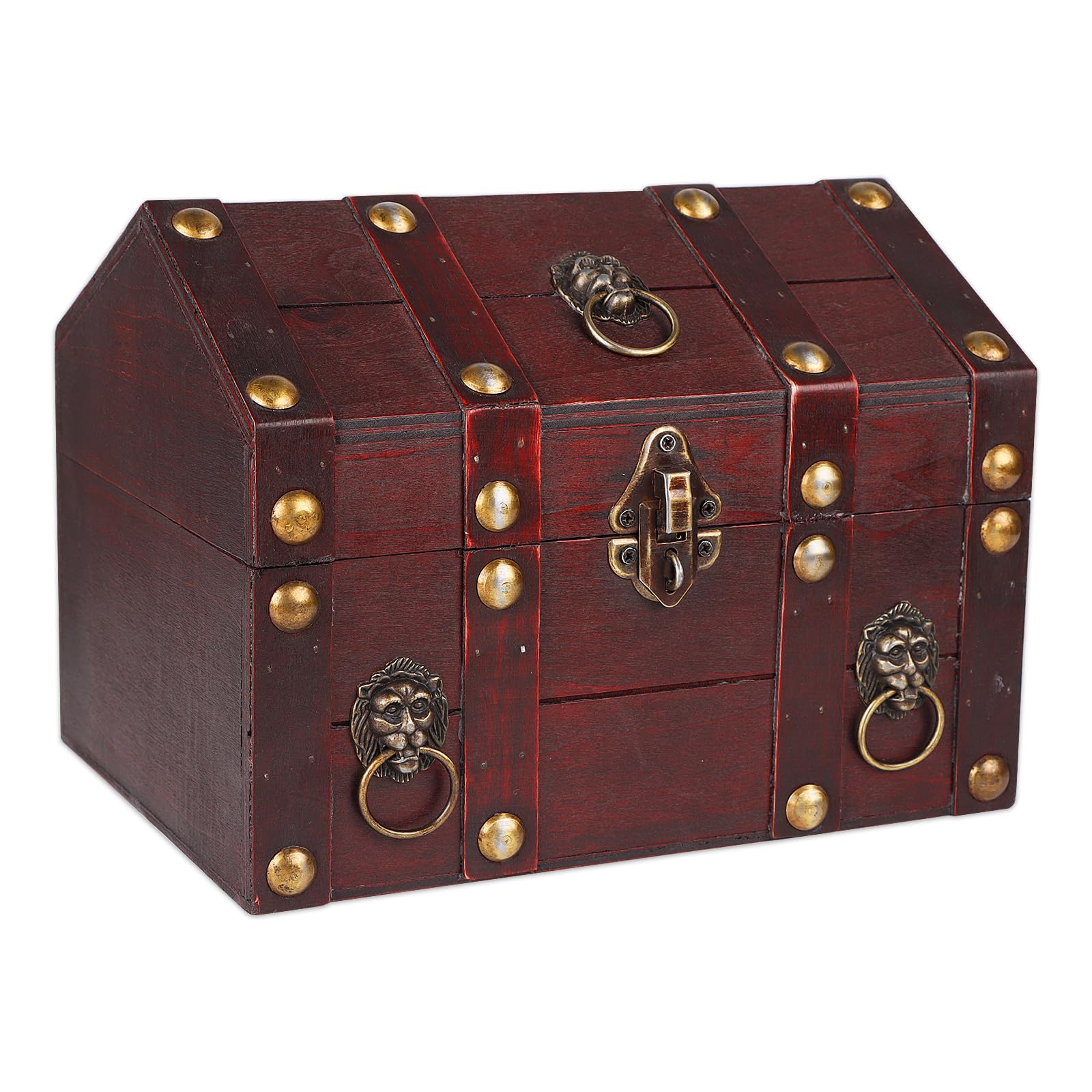 Vintage Pirate Treasure Chest - Large Wooden Jewelry Box with Lock & Lid for Keepsakes, Trinkets & Gifts | Perfect for Pirate-Themed Parties, Birthday & Christmas Decor, Home Storage & Unique Gift Giving
