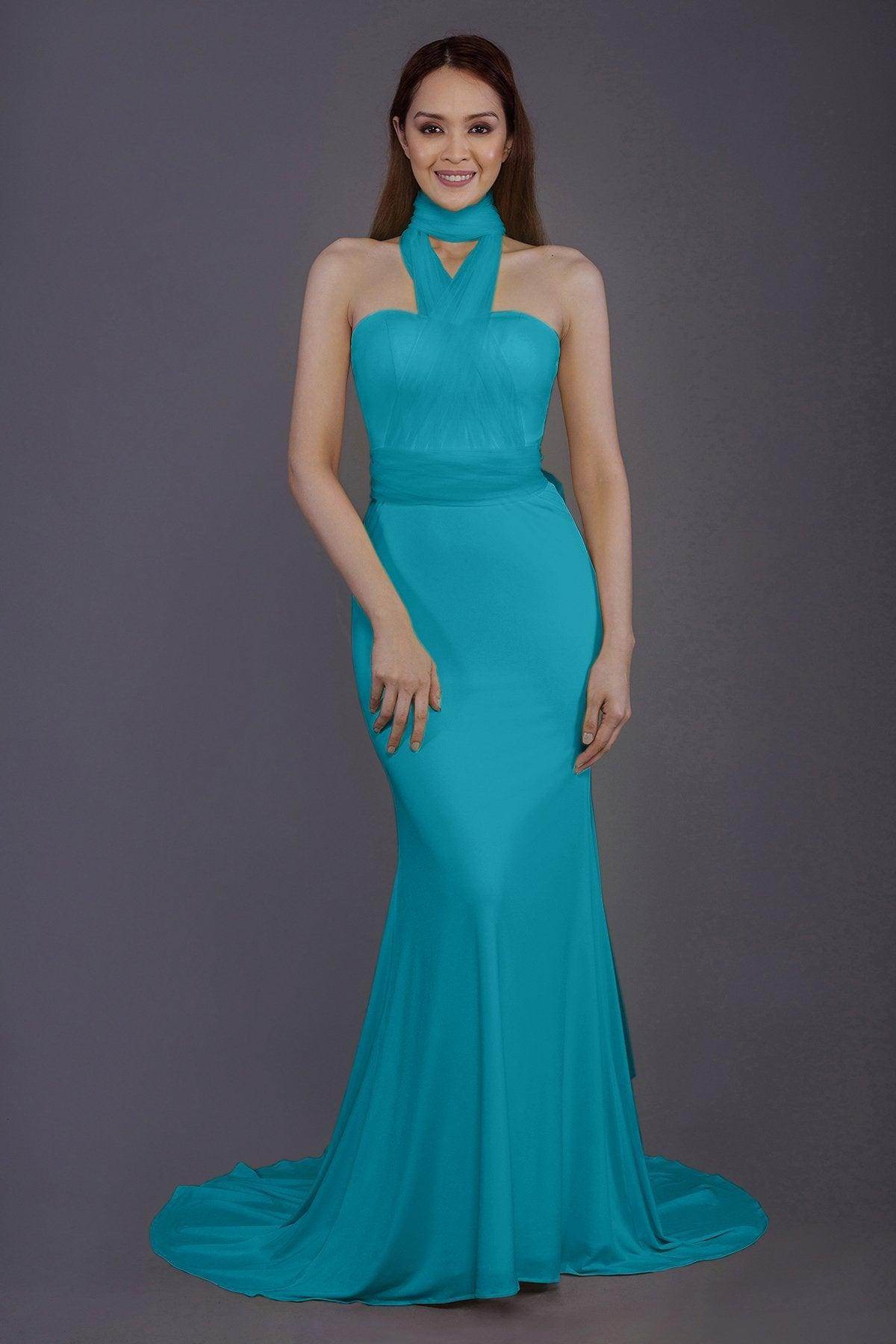 Elegant Mermaid Court Train Knitted Fabric Bridesmaid Dress PR3498 - Perfect for Weddings, Formal Events & Special Occasions