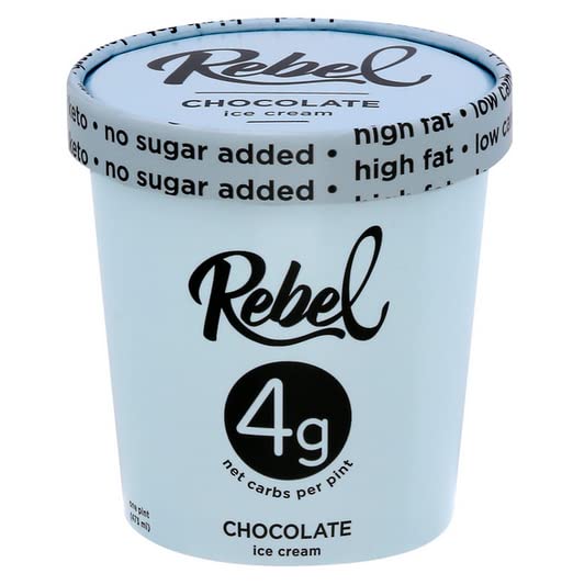 Rebel Keto Ice Cream - Low Carb Chocolate Flavor (8 Count) - Perfect for Keto Diet, Weight Loss & Healthy Dessert Lovers