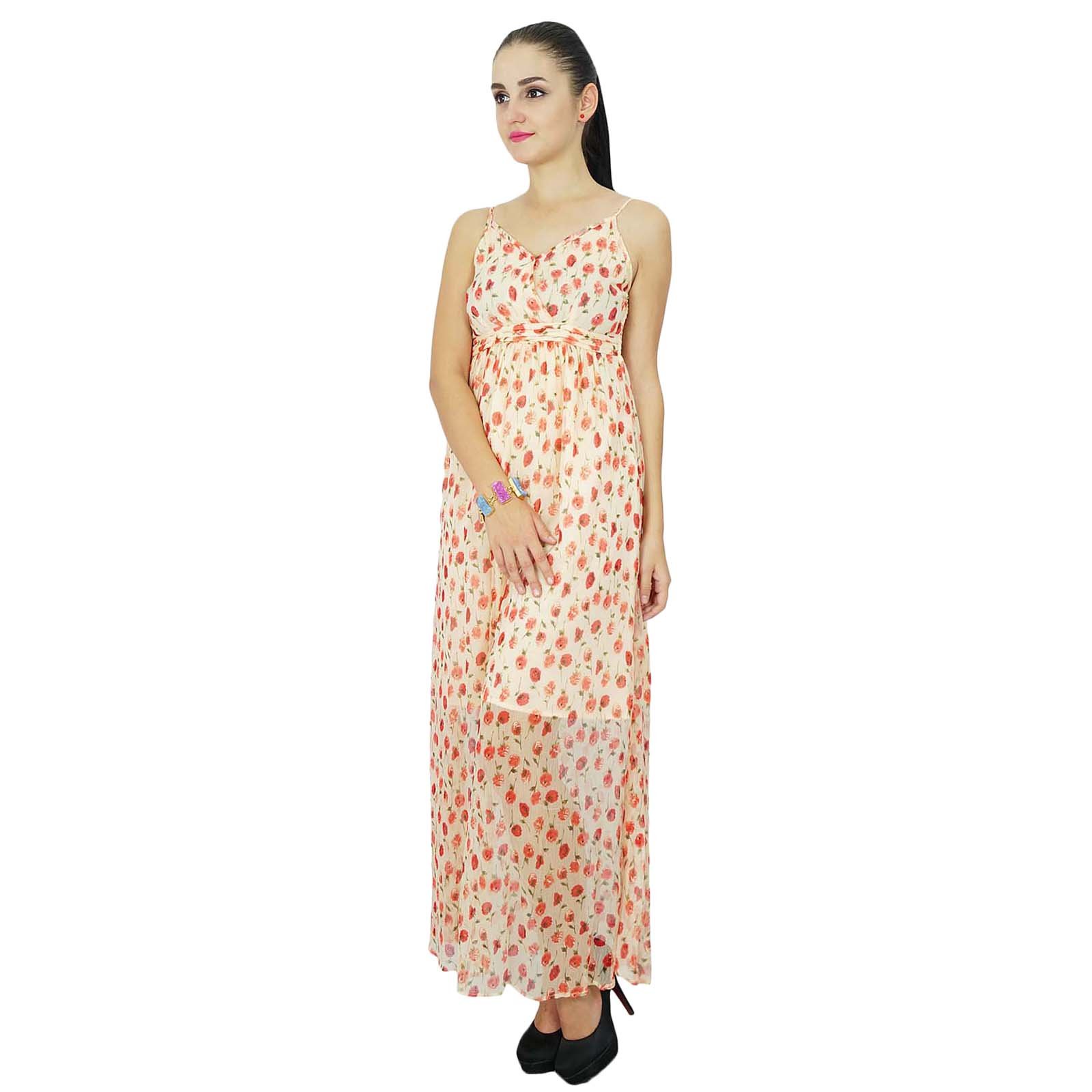 Bimba Women's Bohemian Summer Maxi Dress - Flowy Georgette Long Dress for Beach, Vacation & Casual Wear | Elegant & Chic Boho Style