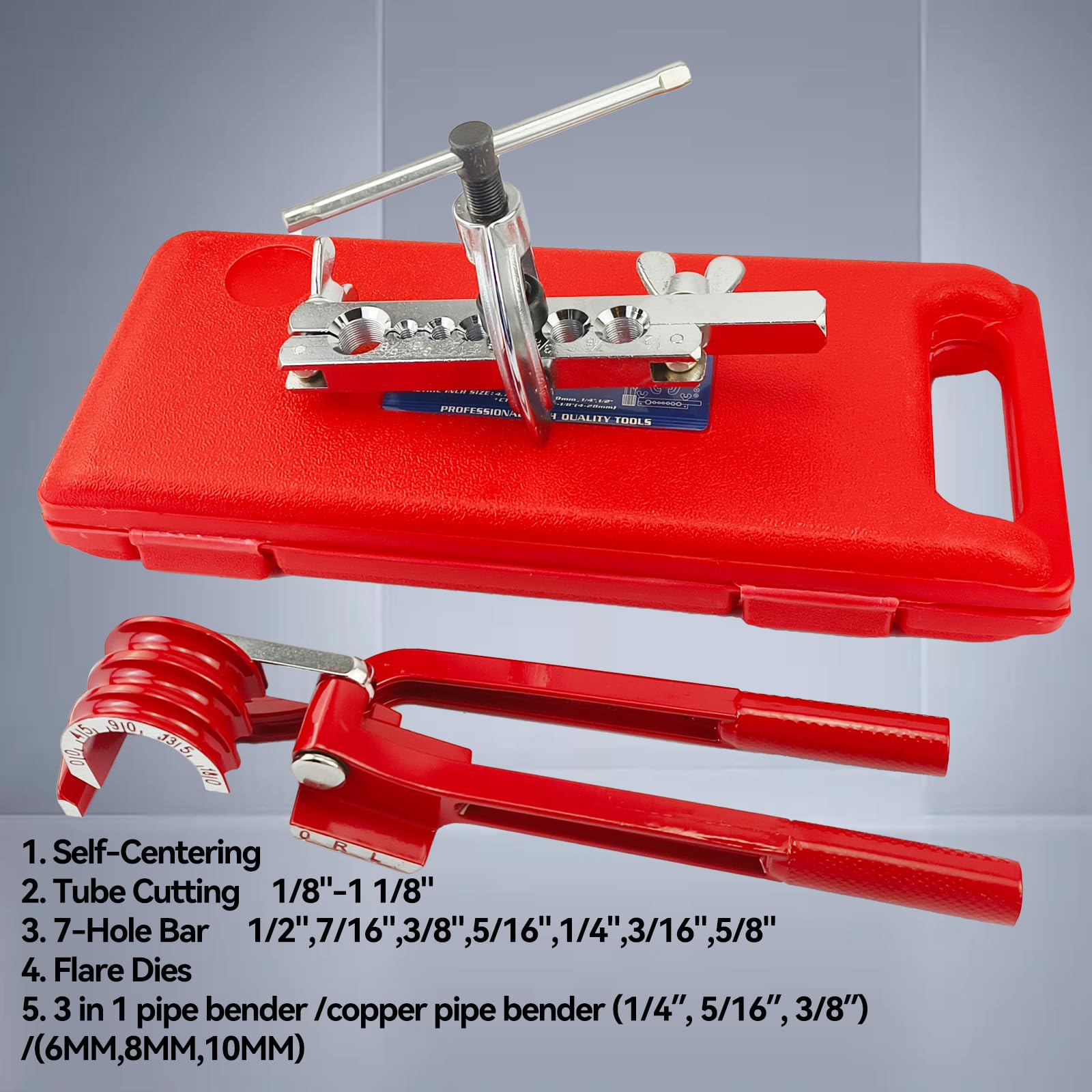 AeKeatDa Professional Flaring Tool Kit - Tubing Bender, Flare Tool with Cutter & Bending Tool Set for HVAC, Automotive & Plumbing (Includes Tubing Cutter & Swage Tool) - Perfect for AC Repair, Brake Lines & Refrigeration Systems