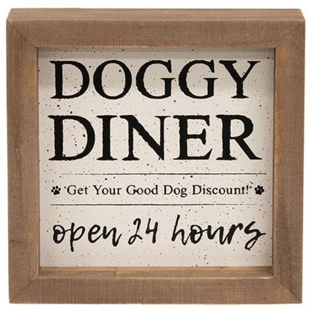 Vintage Doggie Diner Framed Wall Sign - Retro Metal Tin Advertising Decor for Home, Cafe & Bar - Perfect for Pet Lovers & Retro Style Enthusiasts