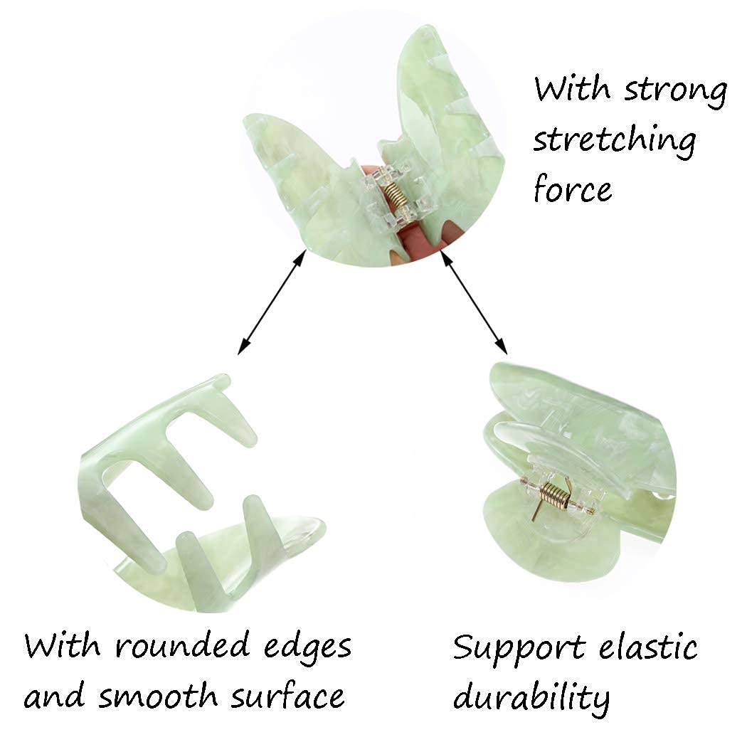 Non-Slip Green Hair Claw Clips for Women & Girls - 2 Pack Medium Hair Barrettes | Secure Hold Hair Accessories for School, Work, Gym & Everyday Styling