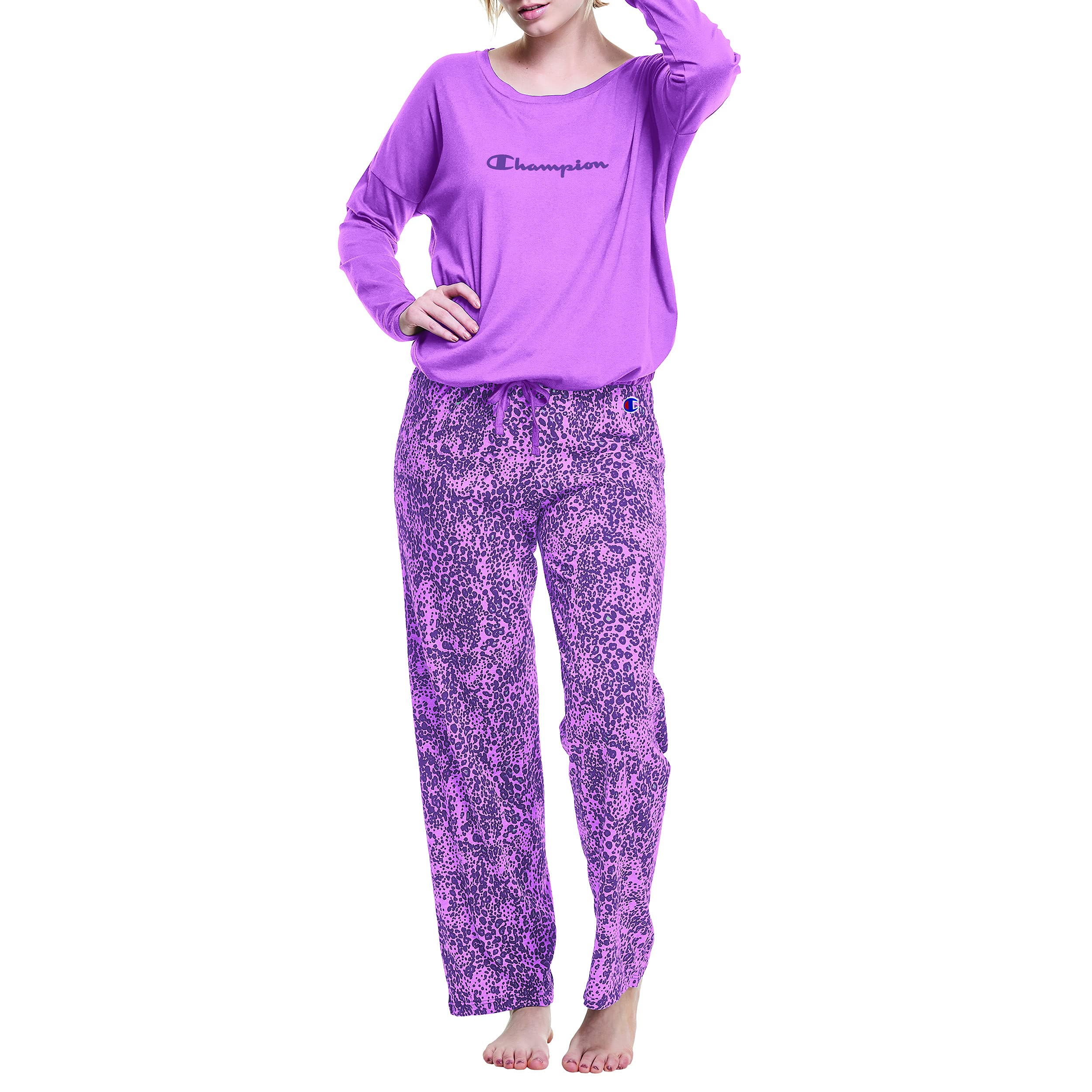 Champion Women's Wide Leg Sleep Set - Soft & Comfortable Pajama Set for Lounge & Sleep | Perfect for Relaxing at Home, Travel & Sleepovers
