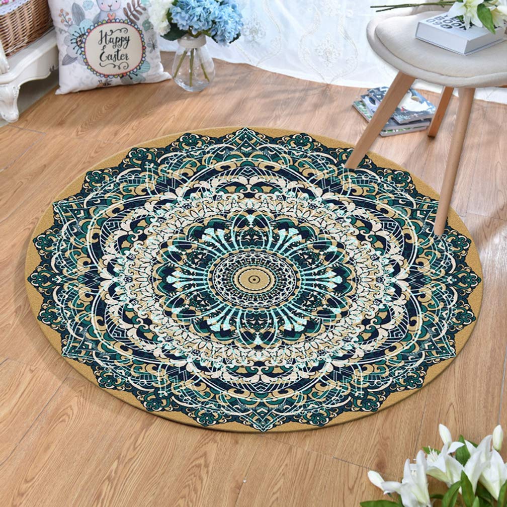 MOXIC 6' X 6' Round Area Rug - Soft Traditional Persian Heriz Carpet for Living Room, Bedroom, Nursery | Non-Slip Vintage Home Decor Rug for Kids Crawling & Bathroom Mats | Perfect for Cozy Family Gatherings & Playtime
