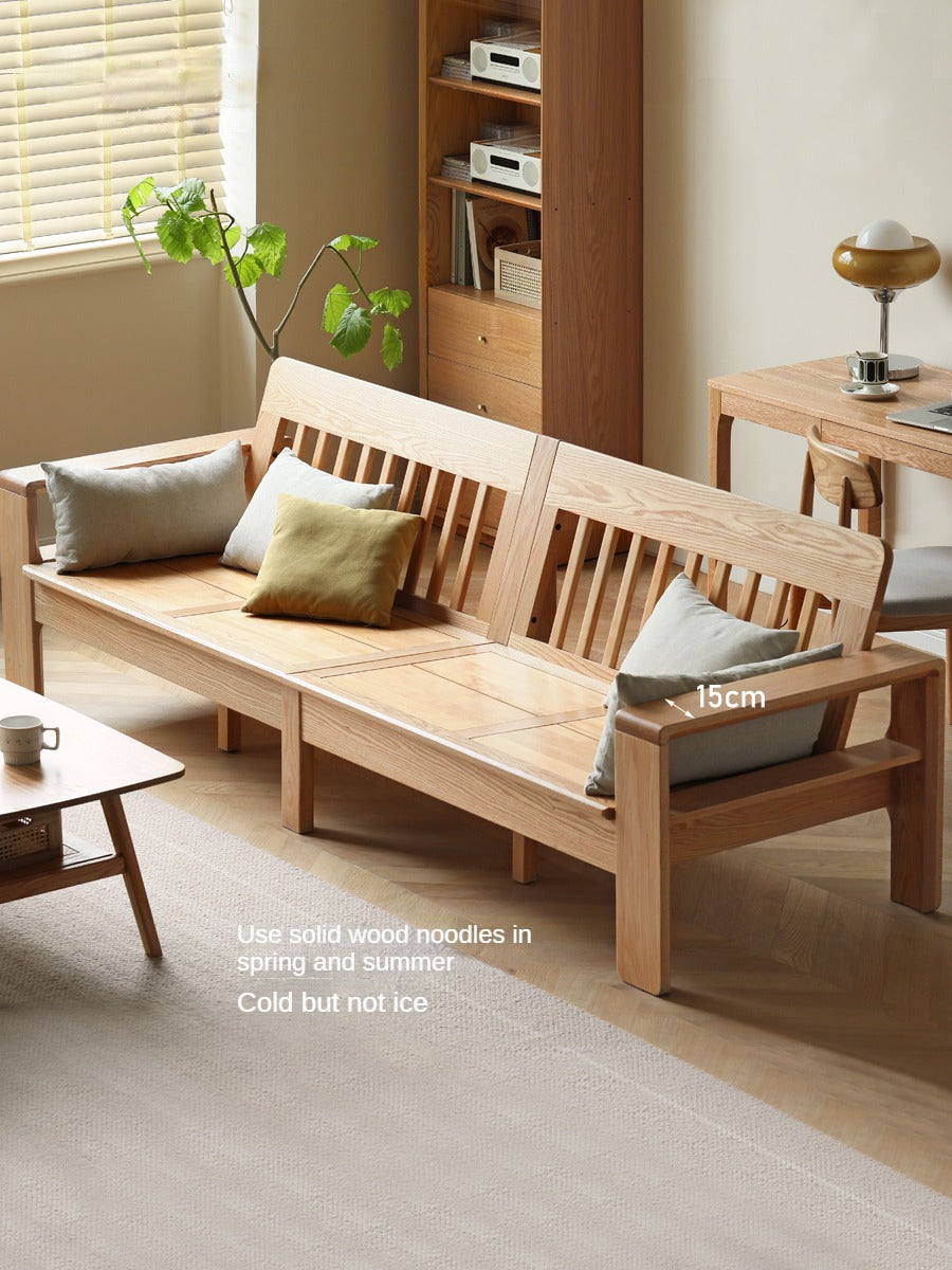 Modern Nordic Fabric Sofa - Solid Oak Wood Frame - Stylish & Durable Living Room Furniture for Small Spaces & Apartments