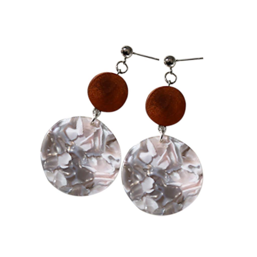 Vintage Wooden Round Geometric Acrylic Beaded Hoop Earrings for Women - Boho Chic Jewelry for Everyday Wear, Parties & Special Occasions