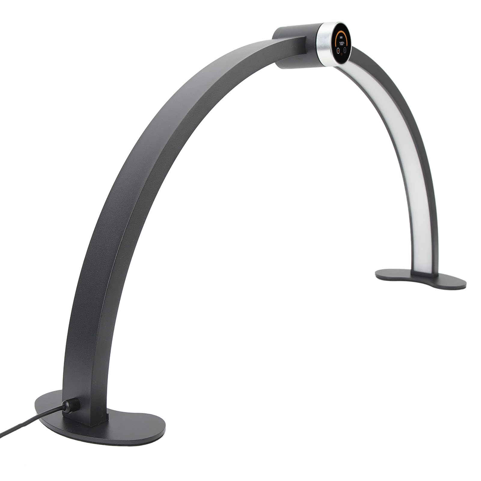 Adjustable Brightness & Color Temperature Half Moon Desk Lamp - Black Salon Eyelash Light for Makeup, Reading & Home Office Workspace
