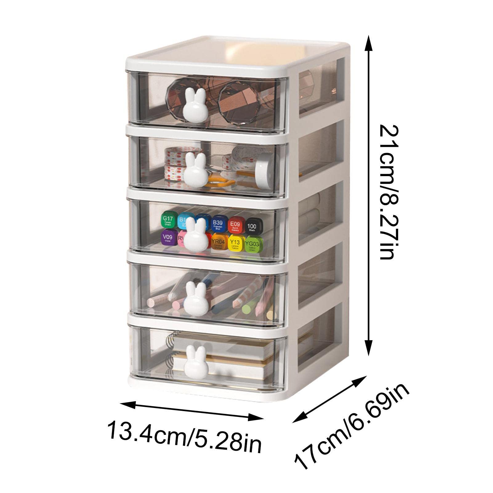 Cute Transparent 4-Tier Cosmetic Organizer for Makeup & Stationery Storage