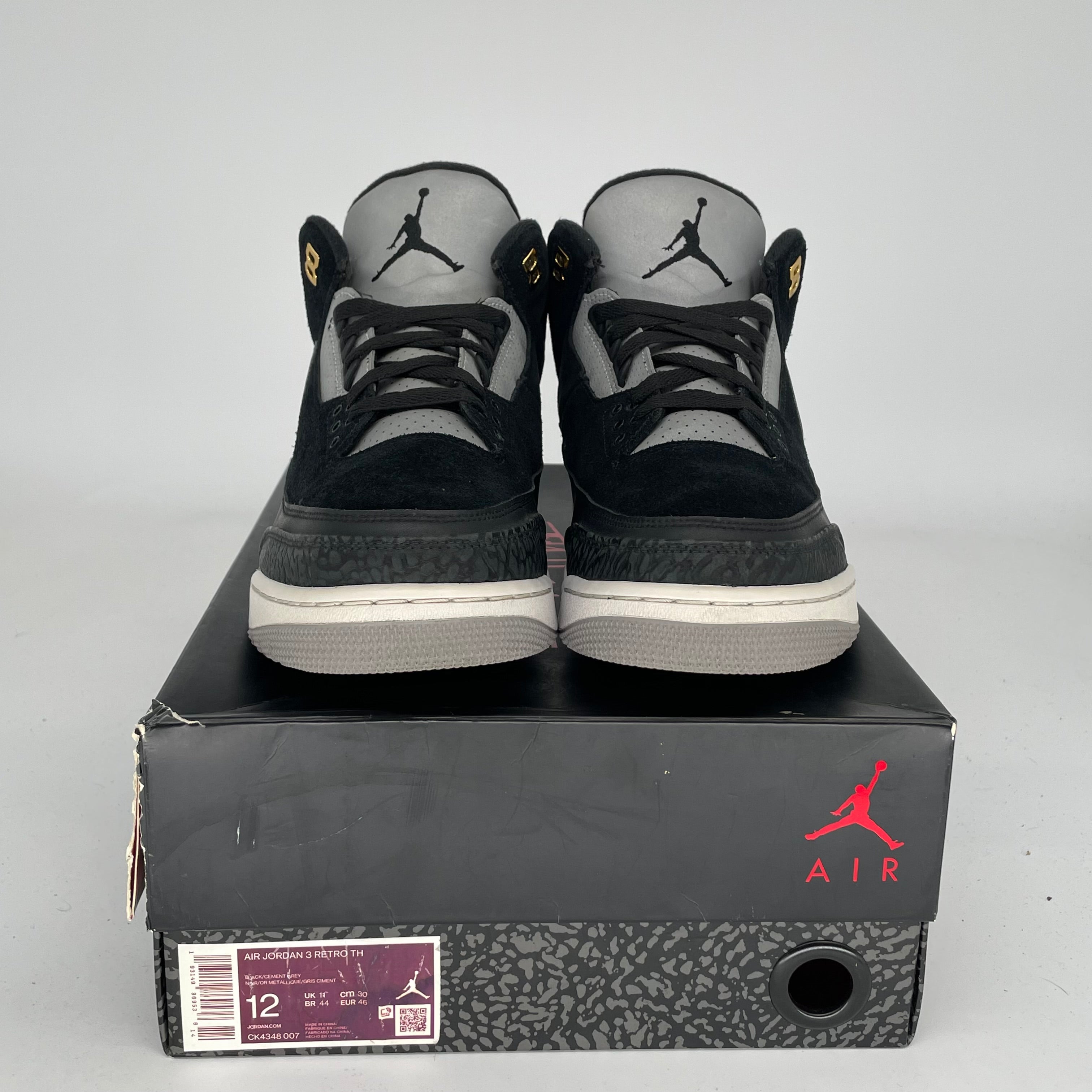 AIR JORDAN 3 TINKER Black Cement Gold Men's Basketball Shoes Size 12 - Retro Sneakers for Sports, Casual Wear & Street Fashion (Style: CK4348-007)