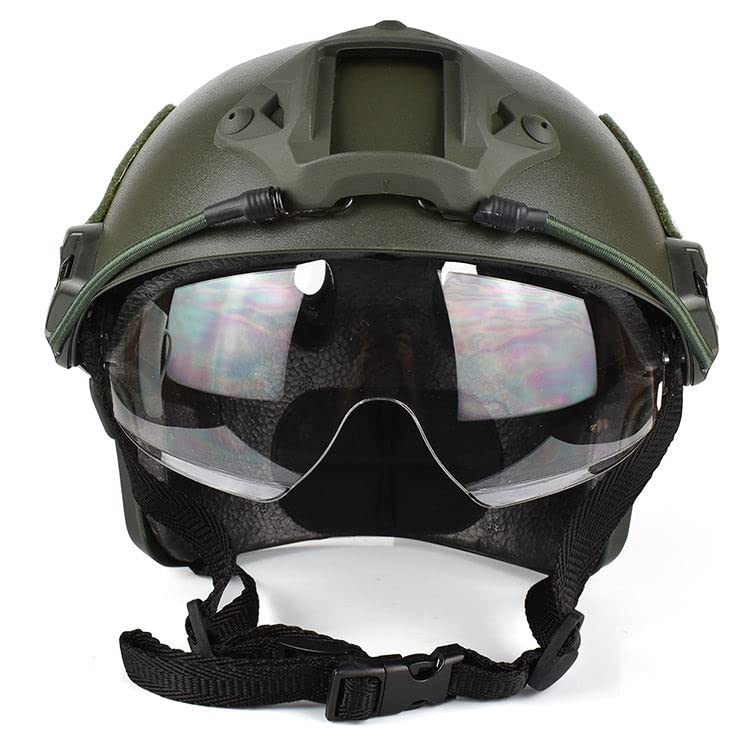 Tactical Airsoft Helmet - Fast PJ Style with Goggles, NVG Mount & Side Rails for Airsoft, Paintball, Military Simulation & Outdoor Combat Training