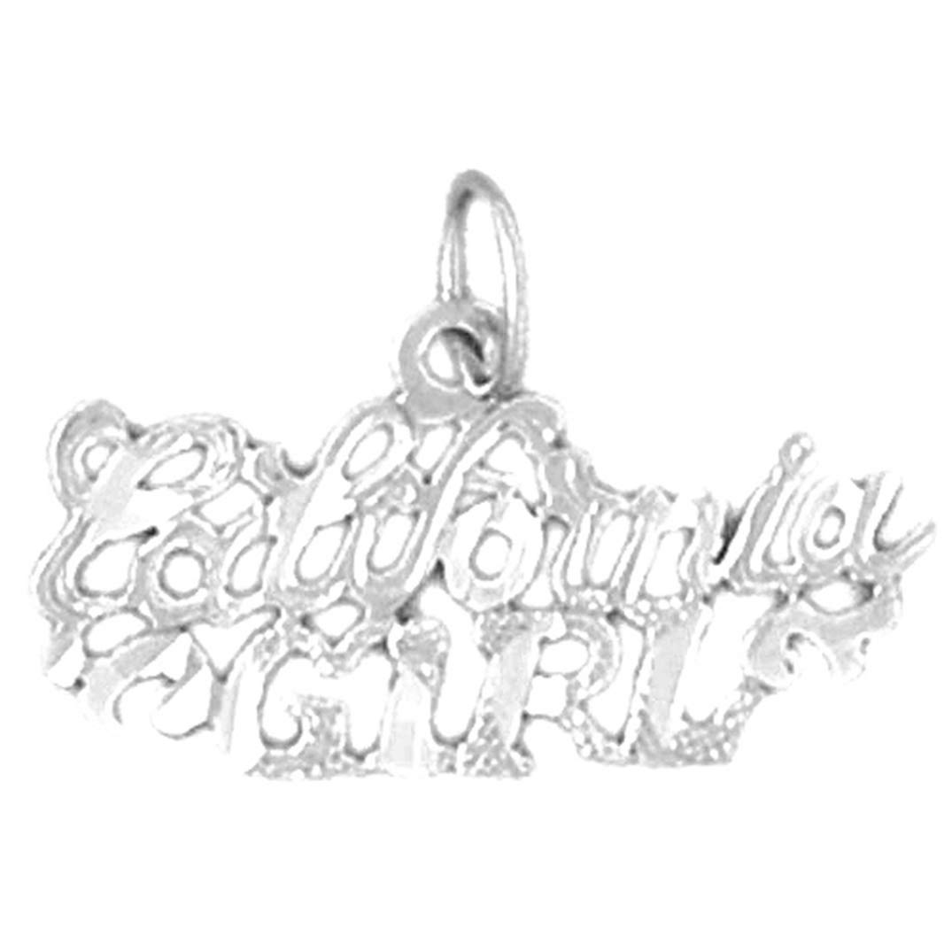 14K White Gold California Girl Pendant Necklace - 14mm Elegant Jewelry for Women - Perfect for Gifts, Parties & Everyday Wear