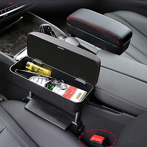 JEYODA Adjustable Car Armrest Storage Organizer Box - Universal Center Console Armrest Pad with Lift Feature for Comfort & Organization (Beige) - Perfect for Sedans, SUVs & Trucks to Reduce Driving Fatigue