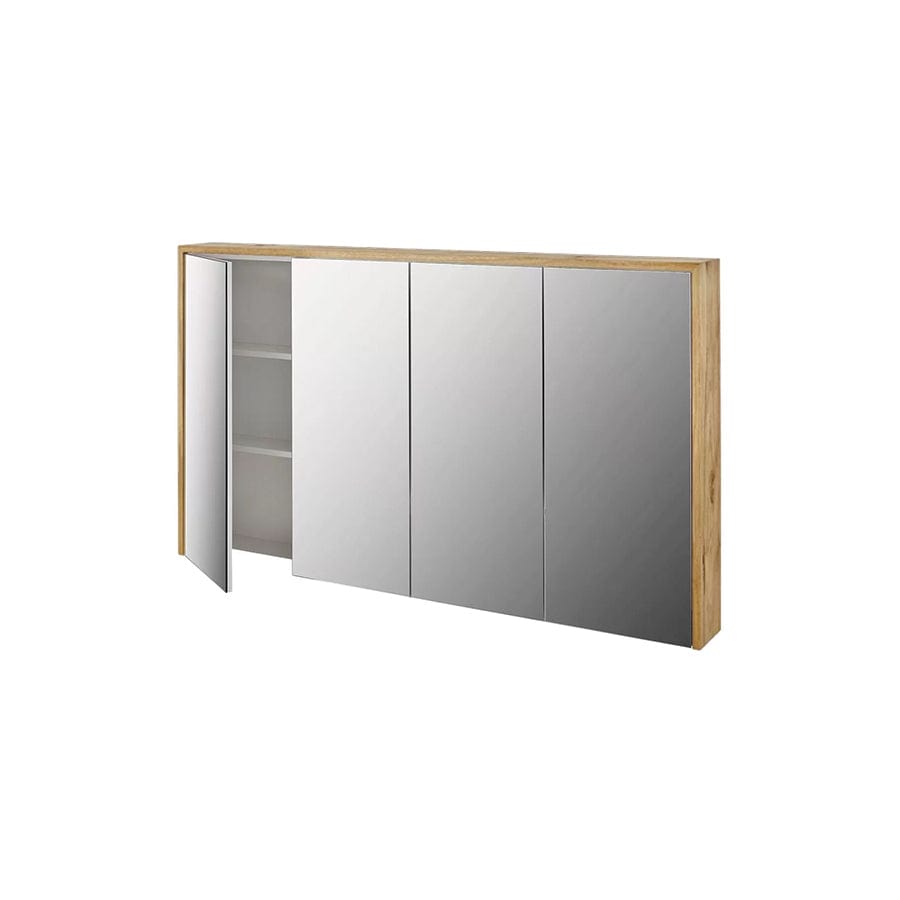 Bayview Mirror Cabinet 1500 - American Oak Bathroom Vanity with LED Lighting - Perfect for Modern Bathroom Storage and Organization