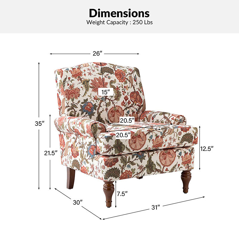 Dominik Armchair - Modern Accent Chair for Living Room, Bedroom & Office - Stylish Upholstered Lounge Chair with Wooden Legs - Perfect for Relaxing, Reading & Decor