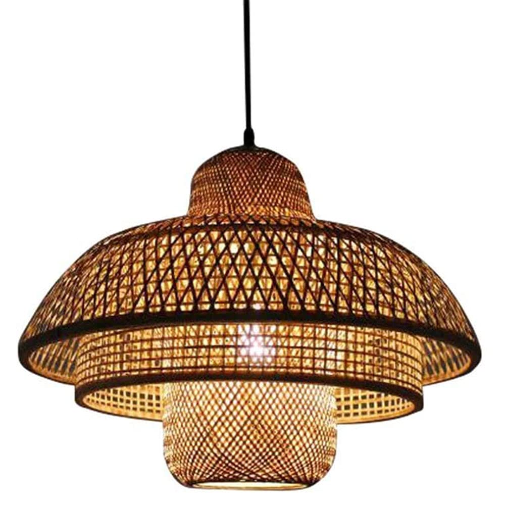 Handmade Bamboo Pendant Light - Wicker Lamp Shade for Living Room, Bedroom, Restaurant & Cafe | Artistic Hanging Lighting Fixture for Dining Room, Teahouse, Bar & Club | Perfect for Boho, Farmhouse & Coastal Decor