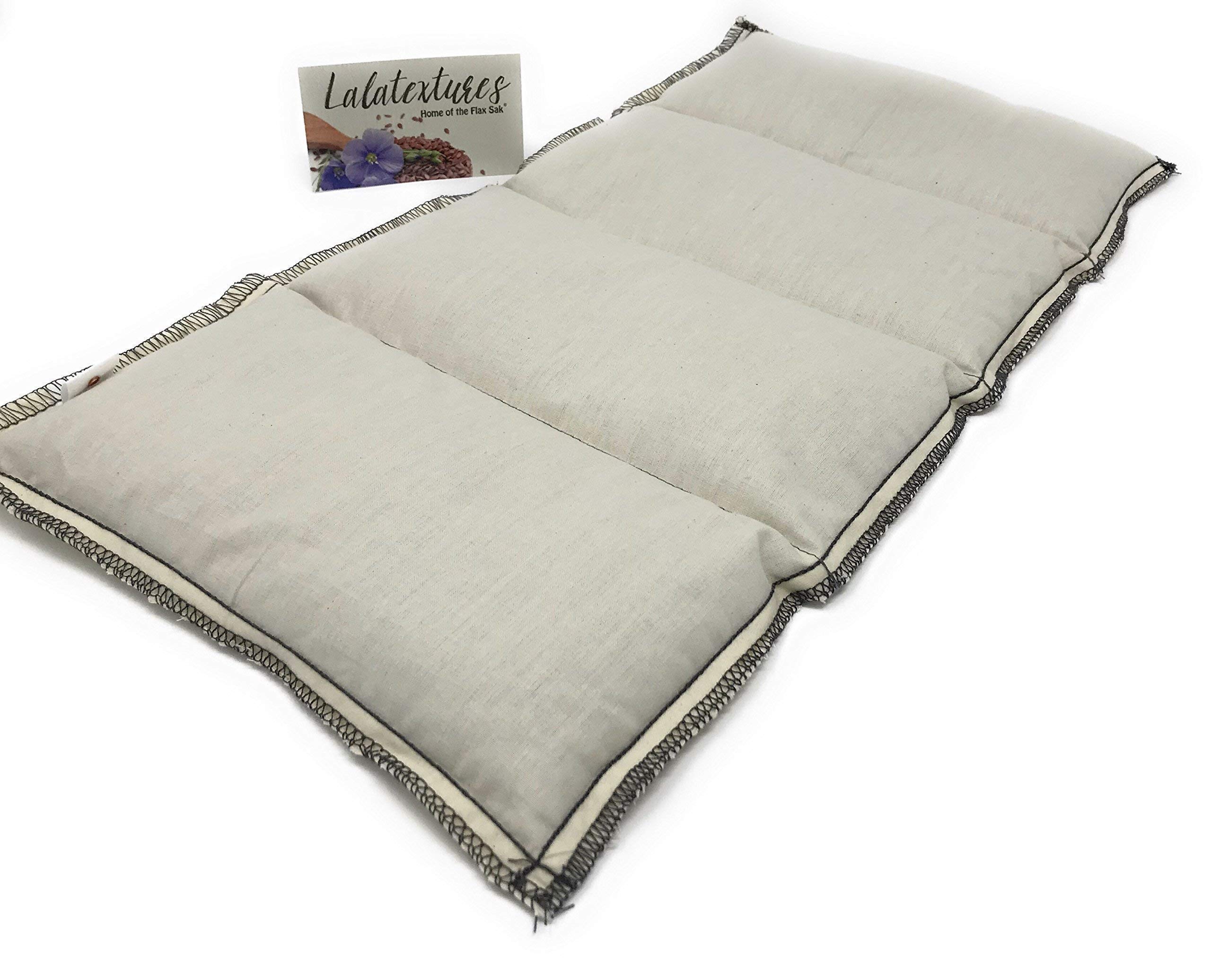 Organic Reusable Unscented Flax Seed Heating Pad - Large Hot & Cold Therapy Pack for Back Pain, Cramps, Neck & Shoulder Relief - Microwaveable, Blue Grey Plaid Design - Perfect for Home, Office & Travel Use