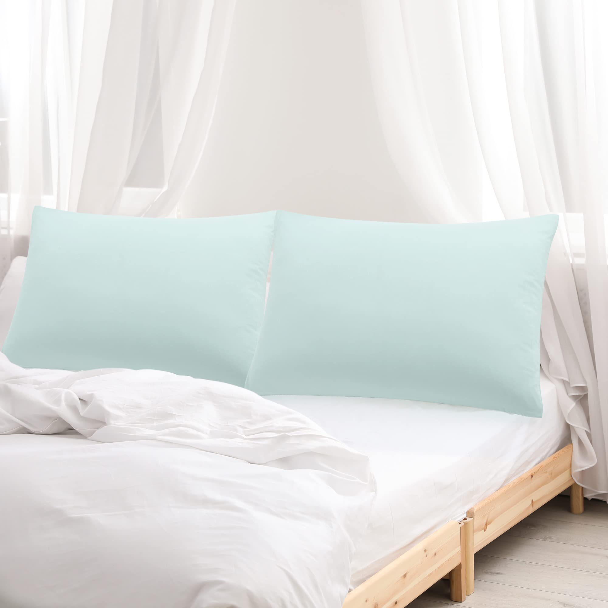 uxcell 2 Pack King Size Pillow Cases (20x36 Inches) - Soft 1800 Series Microfiber Pillow Covers with Zipper Closure, Light Gray - Perfect for Bedroom, Hotel, Travel & Home Decor