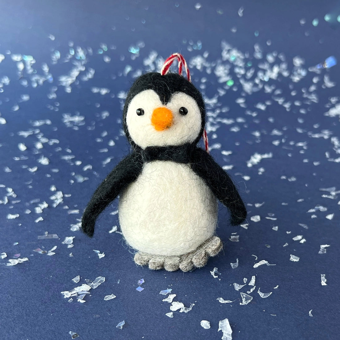 Handmade Penguin with Bow Tie Wool Christmas Ornament - Festive Holiday Decor for Tree, Gift, and Home