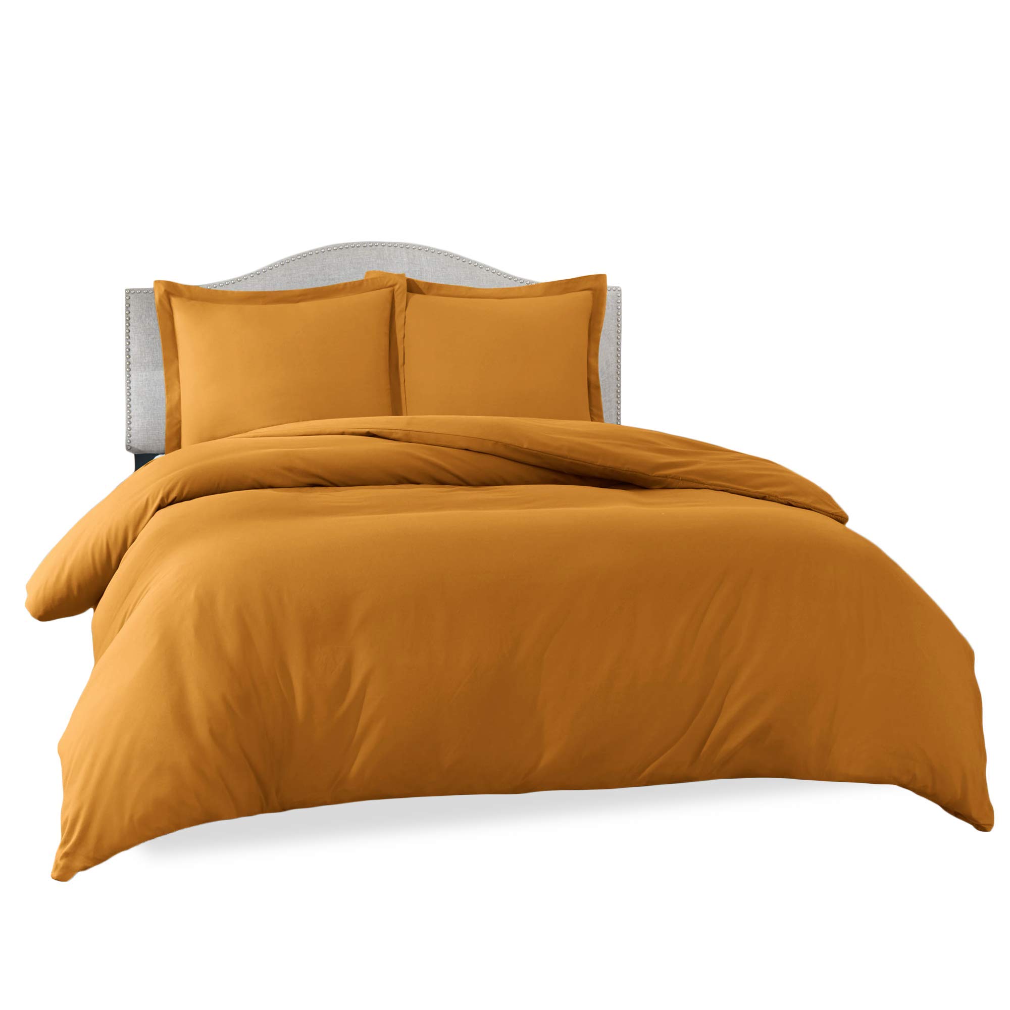 Clara Clark Ultra Soft Double Brushed Microfiber Duvet Cover Set - Queen Size 90x90 Inches with Button Closure & 2 Pillow Shams in Mocha Brown | Perfect for Bedroom Decor, Guest Room & Cozy Sleep