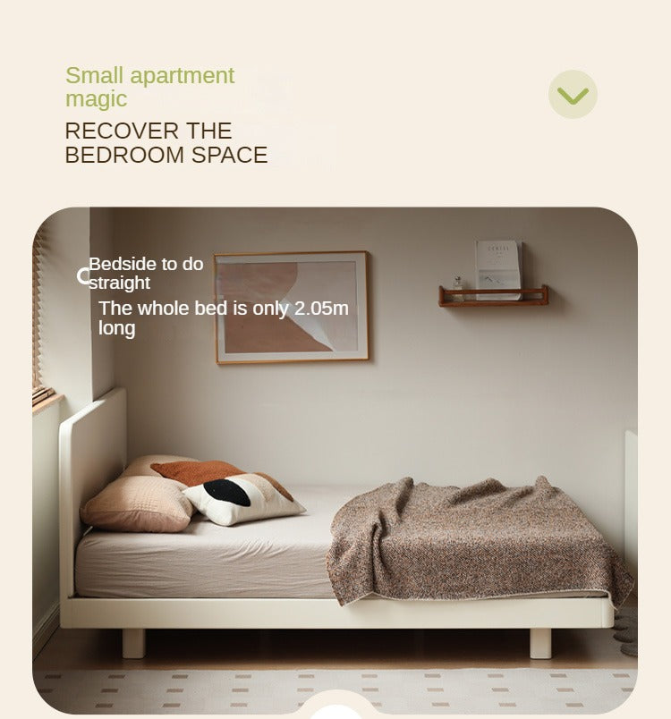 Modern Simple Cream Style Poplar Solid Wood Bed - Queen Size, Sturdy & Elegant for Master Bedroom, Guest Room, or Dormitory