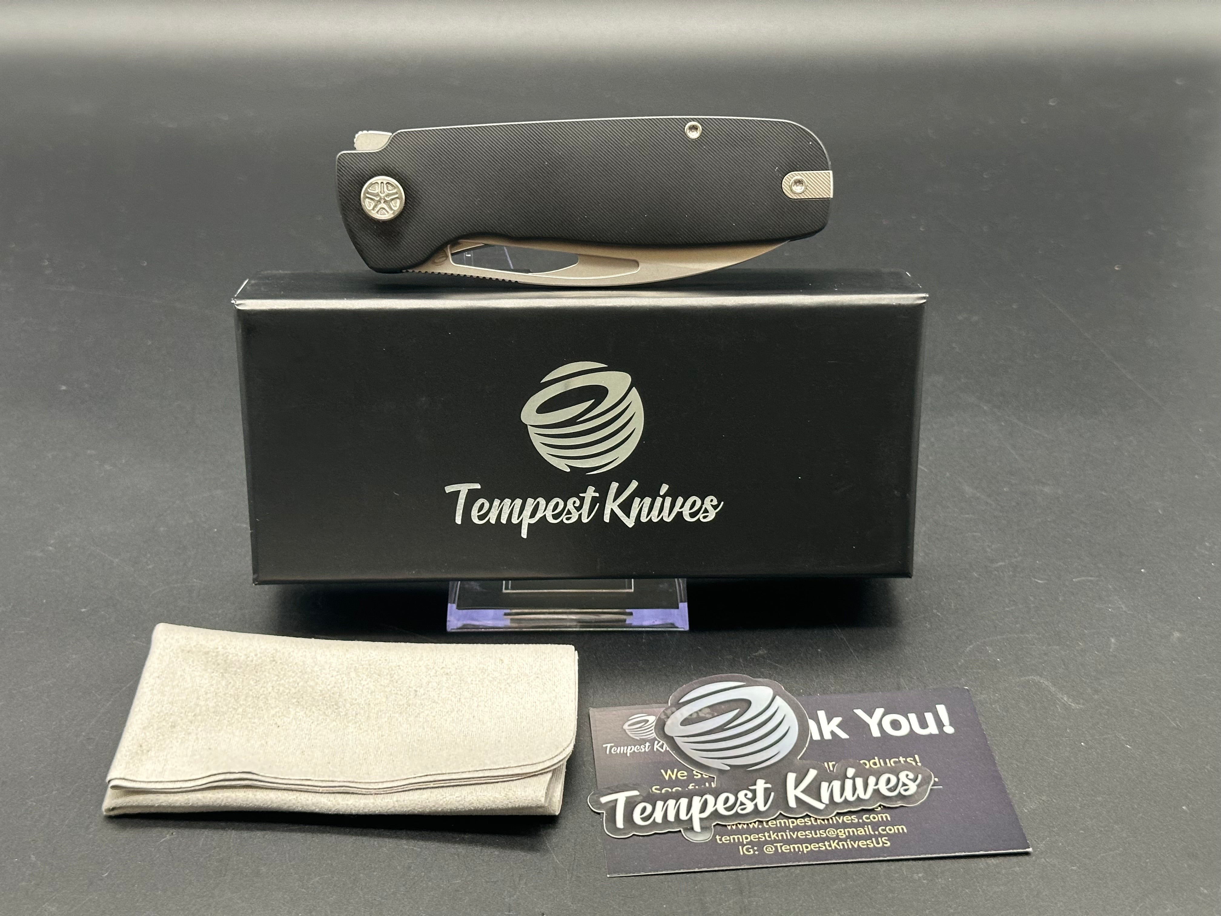 Tempest Knives Jetstream Black Titanium Handle with 154CM Blade - Premium EDC Folding Knife for Outdoor, Camping & Survival