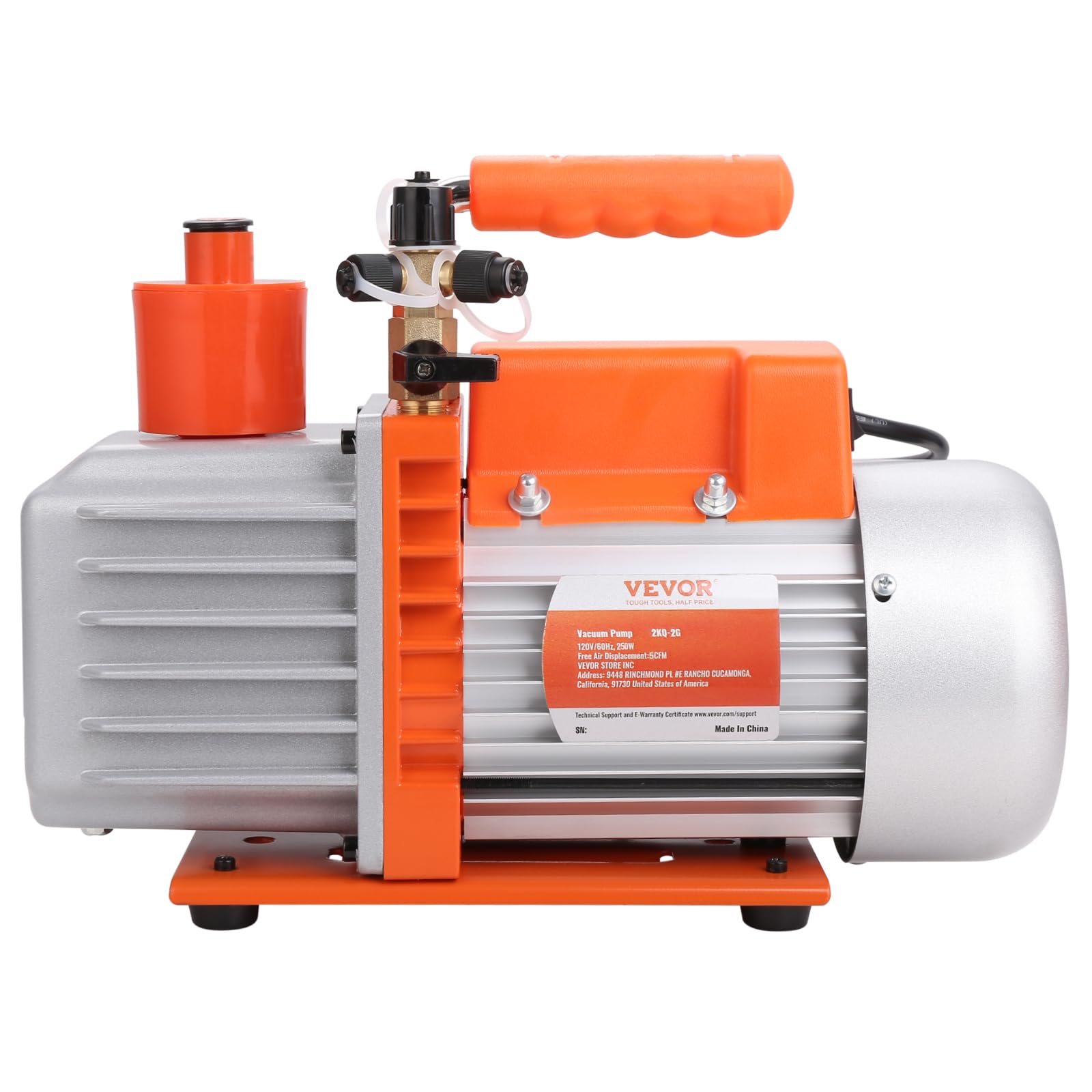 VEVOR 2 Stage 5 CFM Rotary Vane Vacuum Pump 120V - HVAC Refrigerant Recovery Pump for AC Repair, Refrigeration Maintenance, Resin Degassing & Auto Air Conditioning Service - Perfect for HVAC Technicians & DIY Home Repair