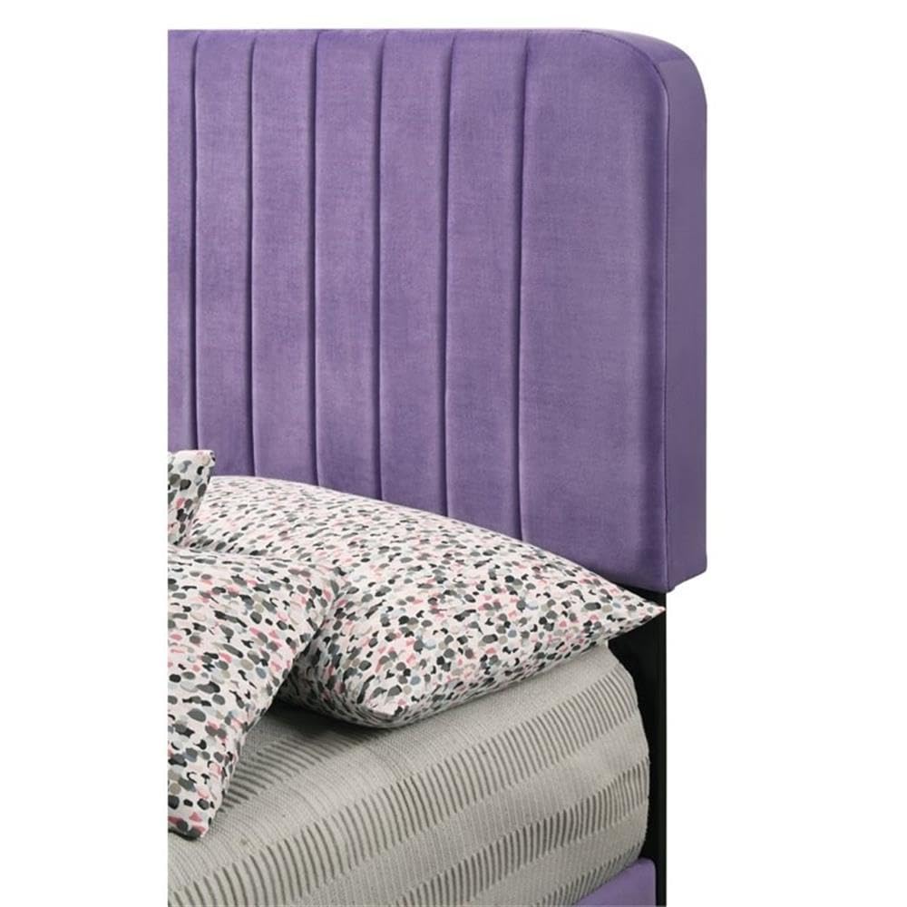 Glory Furniture Lodi Velvet Upholstered Twin Bed in Purple - Luxurious Velvet Bed Frame for Kids & Teens Bedroom, Guest Room & Dorm Decor
