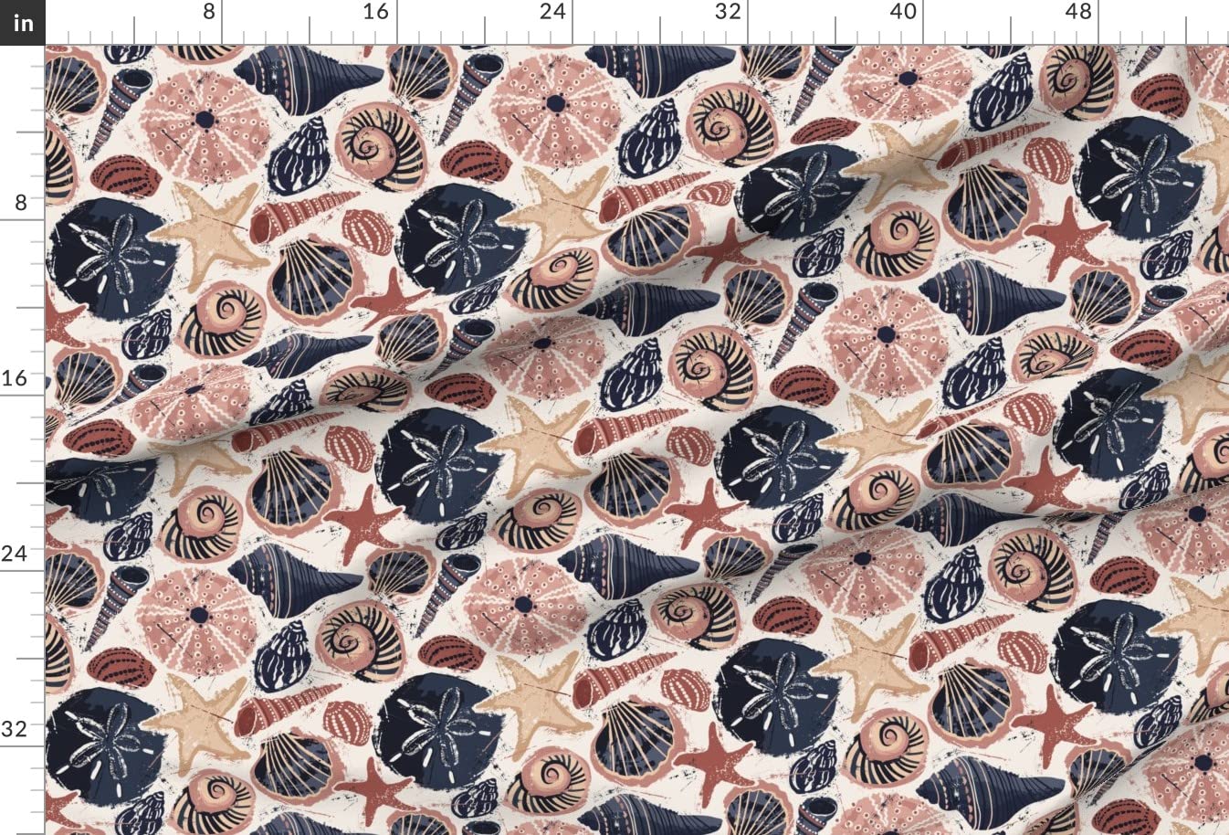 Seashells Sand Large Shells Printed Minky Fabric by The Yard - Soft Plush Fabric for Sewing Baby Blankets, Quilt Backing & DIY Home Decor Projects