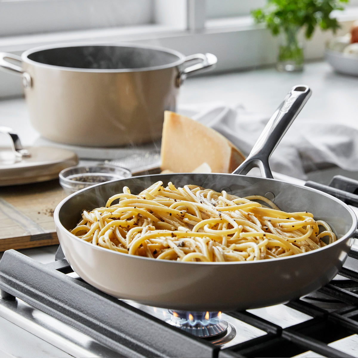 GP5 Colors Ceramic Nonstick 11-Piece Cookware Set with Mirror Handles | Taupe | Healthy Cooking for Family, Baking & Frying | Dishwasher Safe