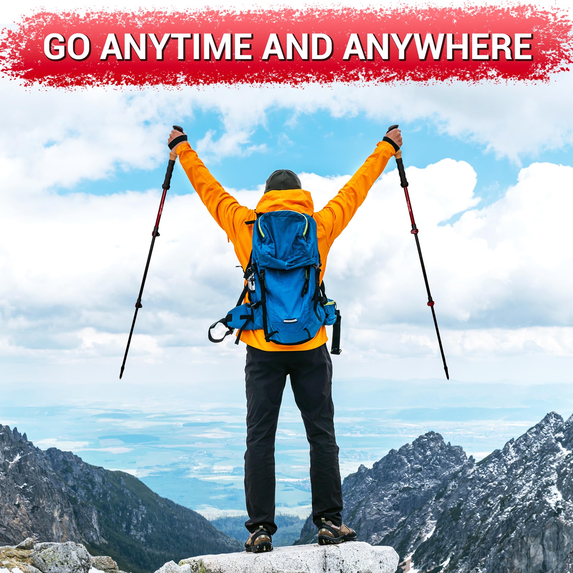 TheFitLife Trekking Poles - Lightweight 7075 Aluminum Hiking Sticks with Cork Grips, Adjustable Telescopic Design, Metal Flip Lock for Men & Women - Perfect for Hiking, Walking, Camping & Backpacking - Ideal for Mountain Trails, Outdoor Adventures and Long-Distance Trekking