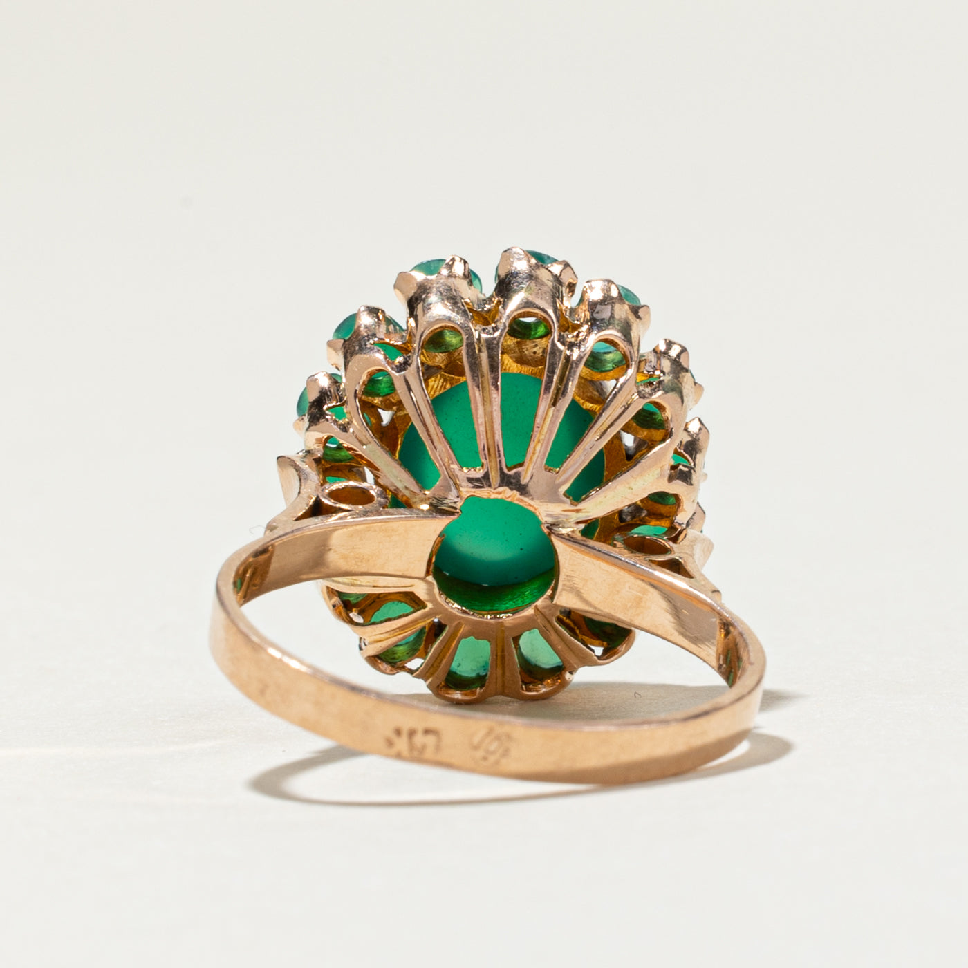 Oval Cut Green Chalcedony Halo Cocktail Ring - 3.24ctw Gemstone Jewelry - Size 7.5 - Perfect for Evening Parties, Weddings & Special Occasions