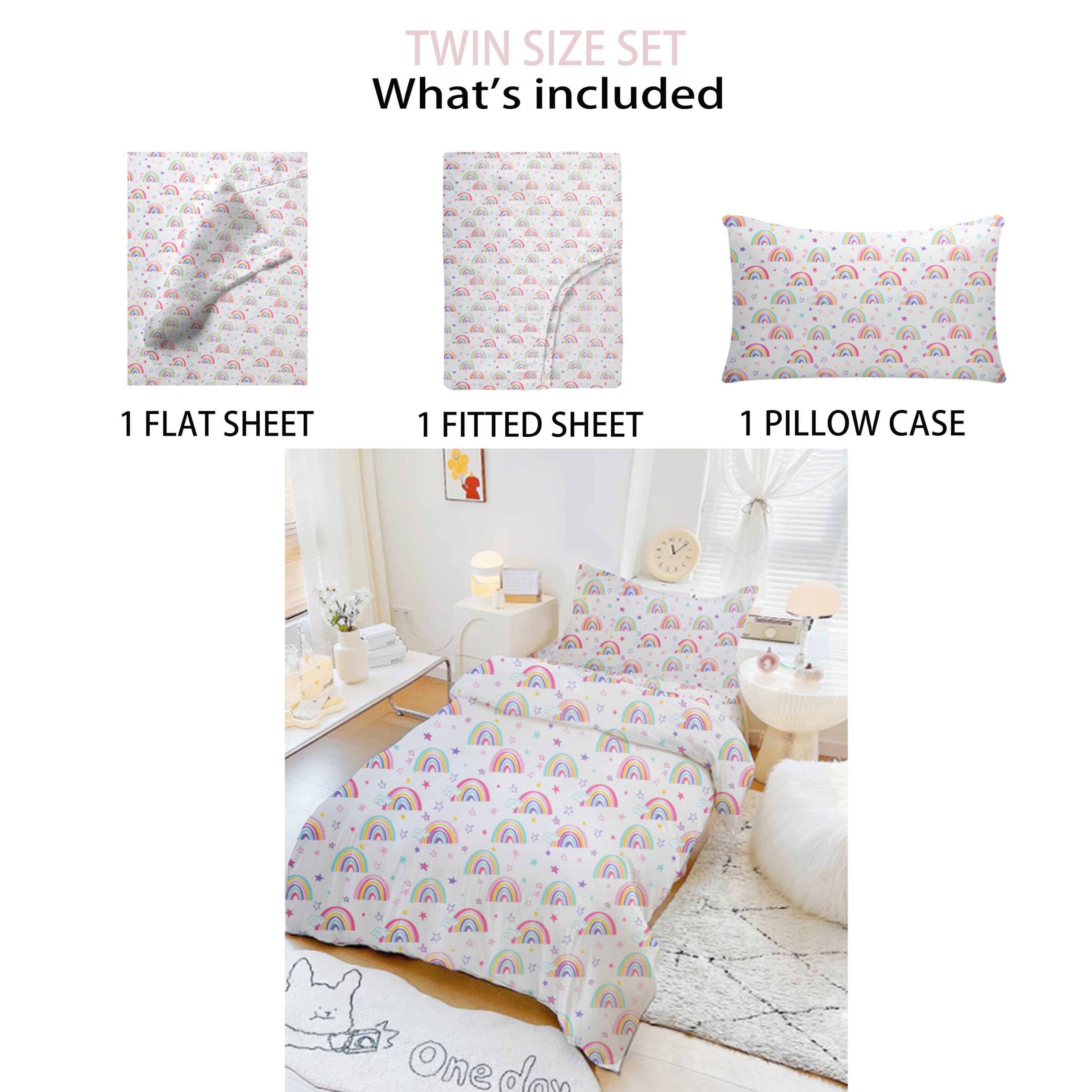 Soft & Breathable Twin Sheet & Pillowcase Set - 100% Cotton Bedding for Boys & Girls - Perfect for Kids' Bedrooms, Dorms & Sleepovers